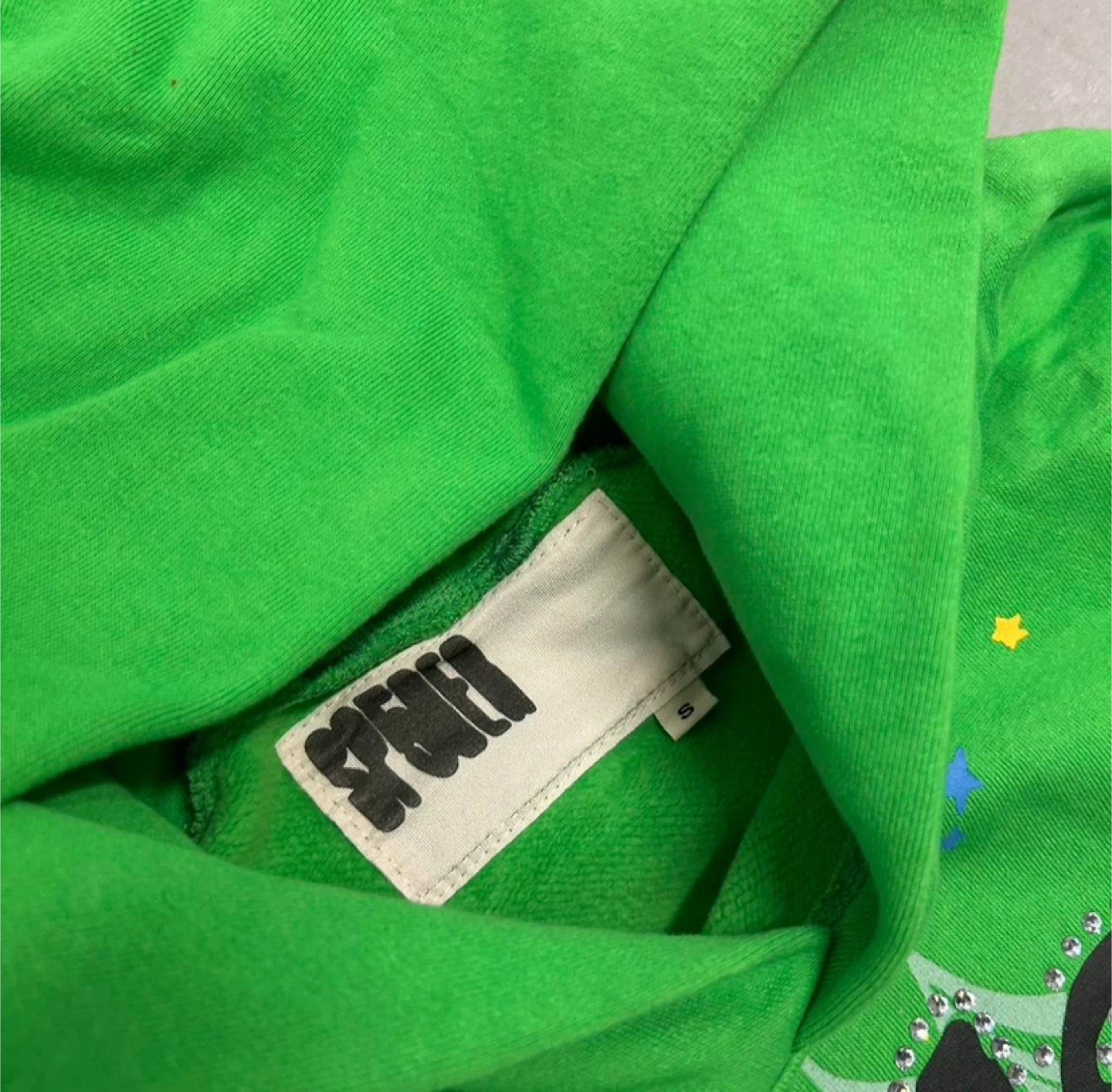 Sp5der P*NK V2 Rhinestone Green Web Hoodie - photo 3