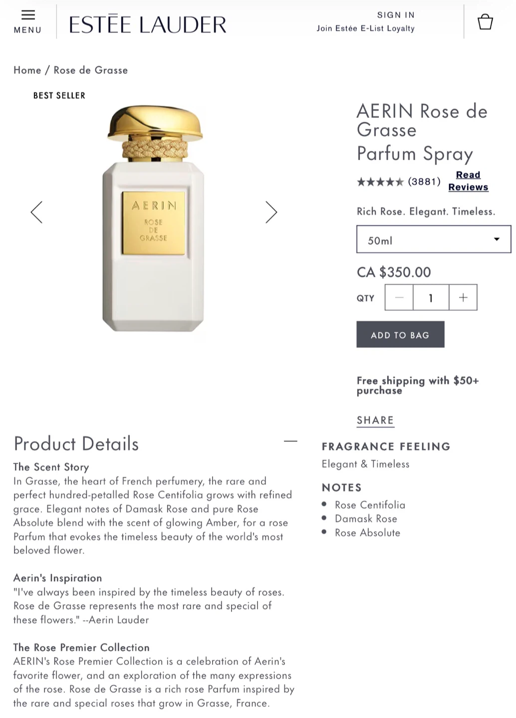 Aerin Rose de Grasse Parfum Spray 1.7 fl oz - photo 3
