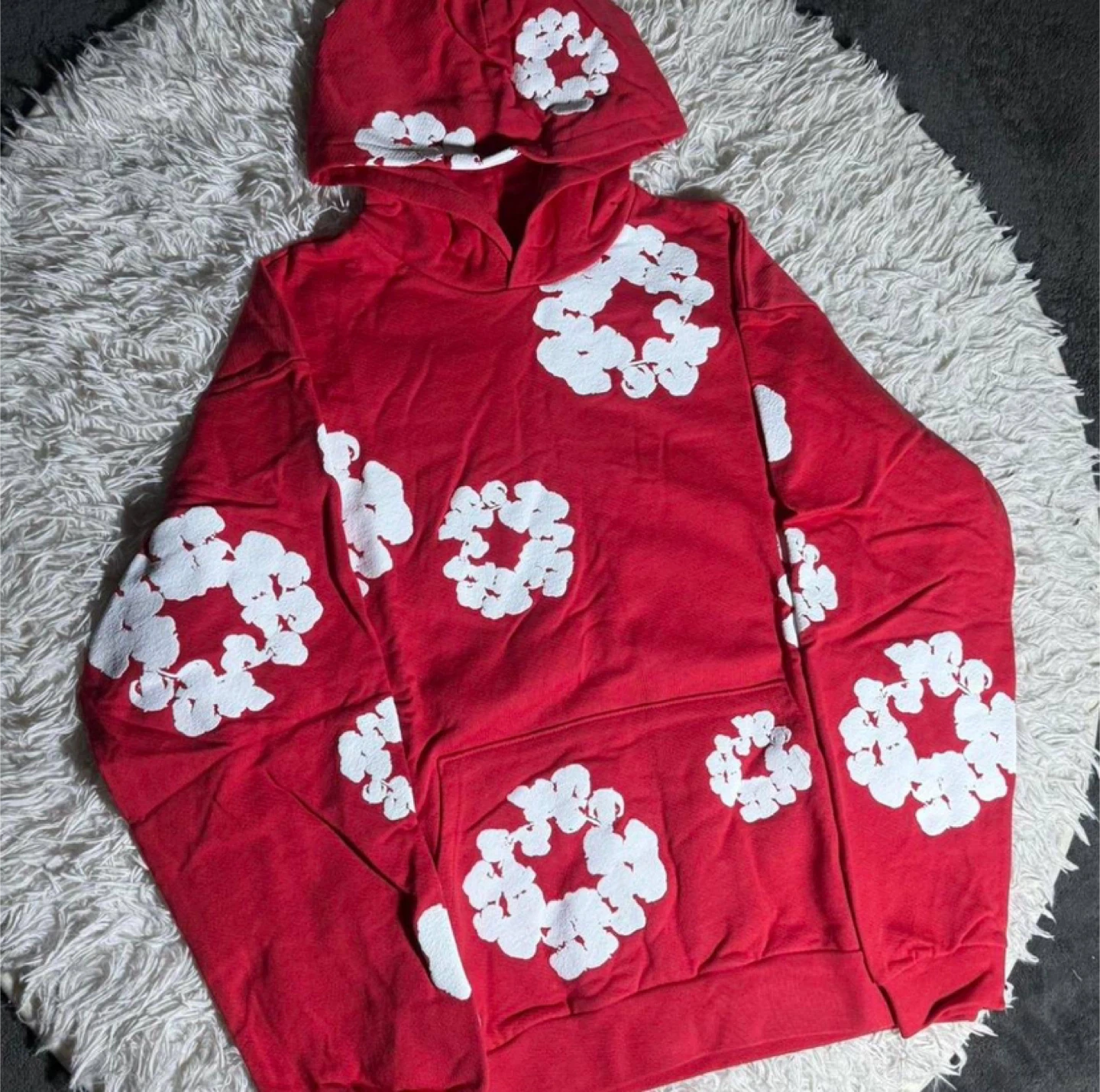 Denim Tears Red Cotton Wreath Hoodie - All Sizes - photo 2