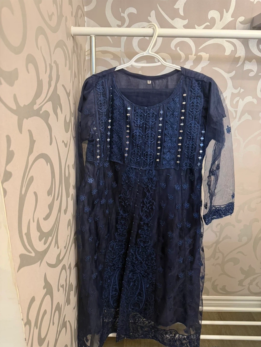 Navy Blue Embellished Kurti - Size M