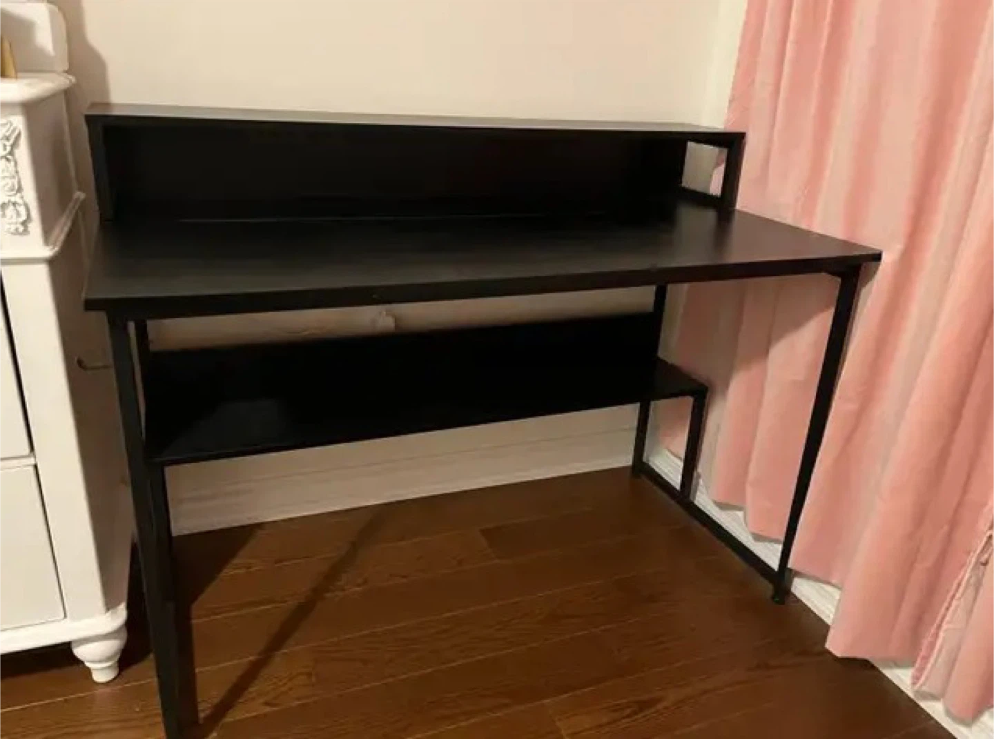 Black Computer Desk with Shelf and Monitor Riser - photo 2
