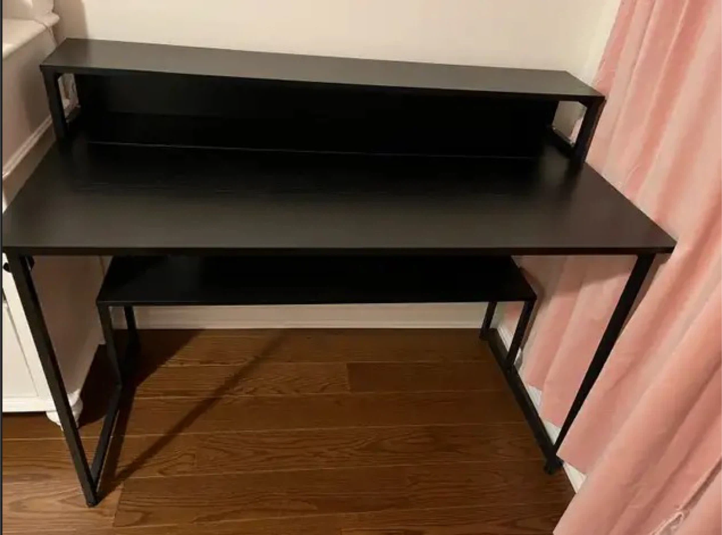 Black Computer Desk with Shelf and Monitor Riser - photo 3