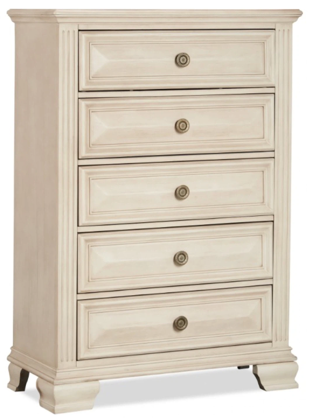 5-Drawer Tall Chest Dresser - Vintage white /Cream - photo 3