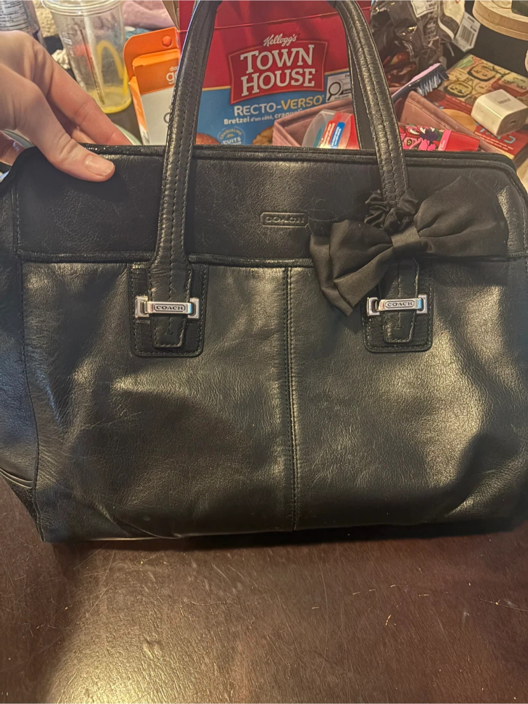 Coach Black Leather Tote Bag