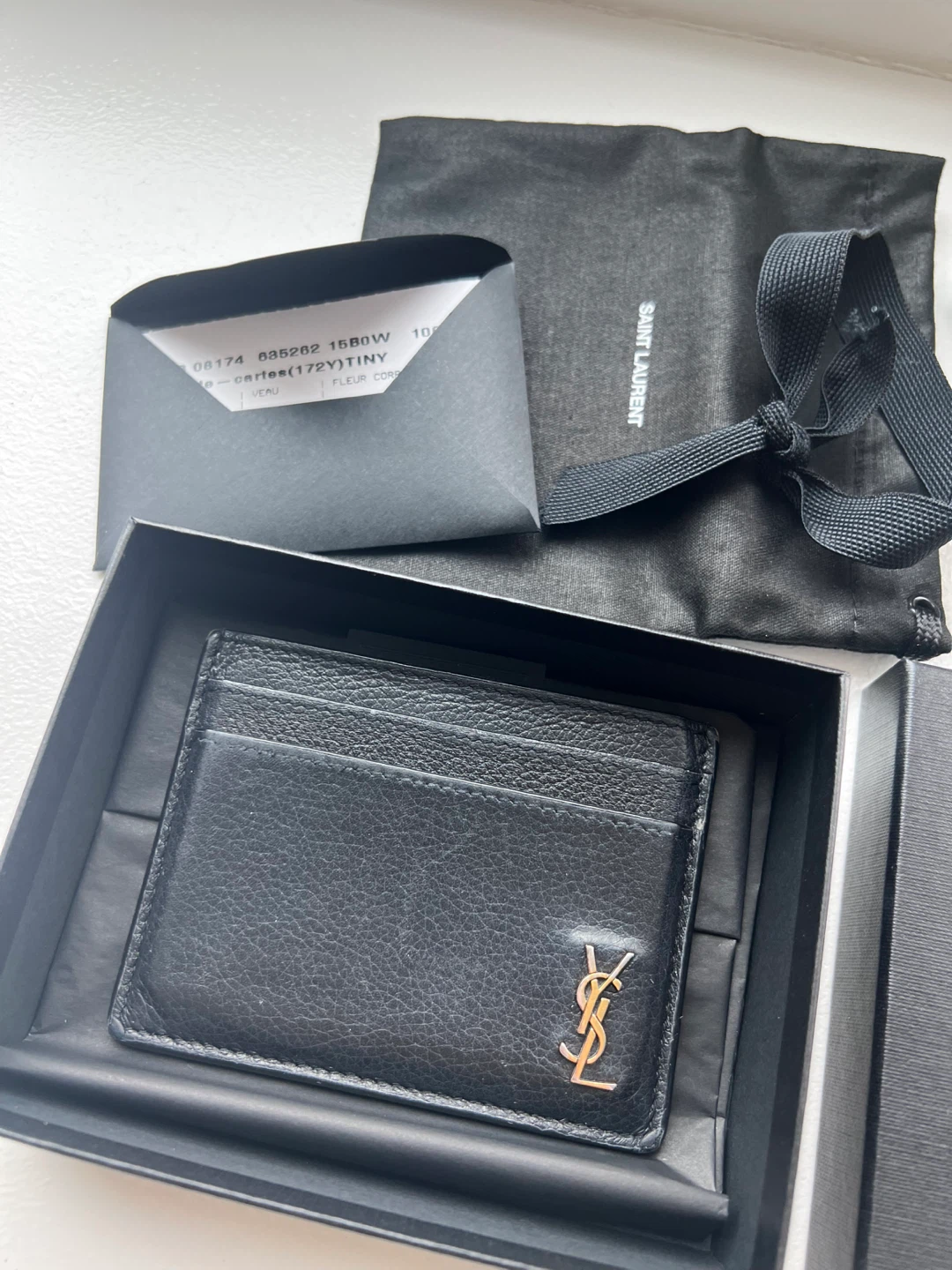 Saint Laurent Card Holder - Black Pebbled Leather - photo 3