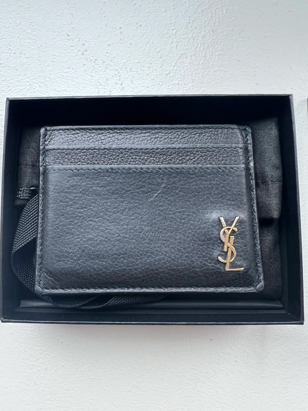 Saint Laurent Card Holder - Black Pebbled Leather - photo 2