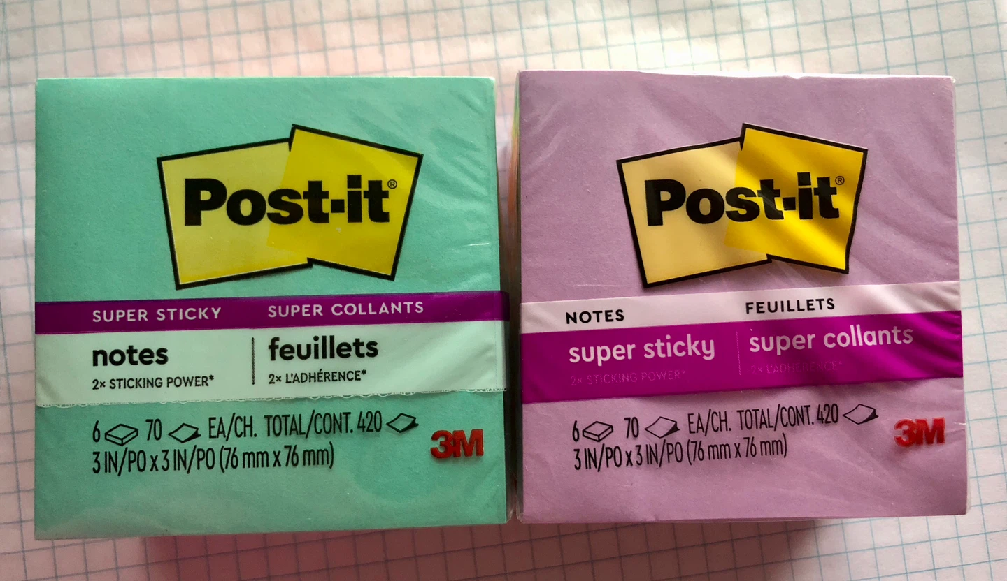 Post-it Super Sticky Notes (3" x 3", 2 Pack)