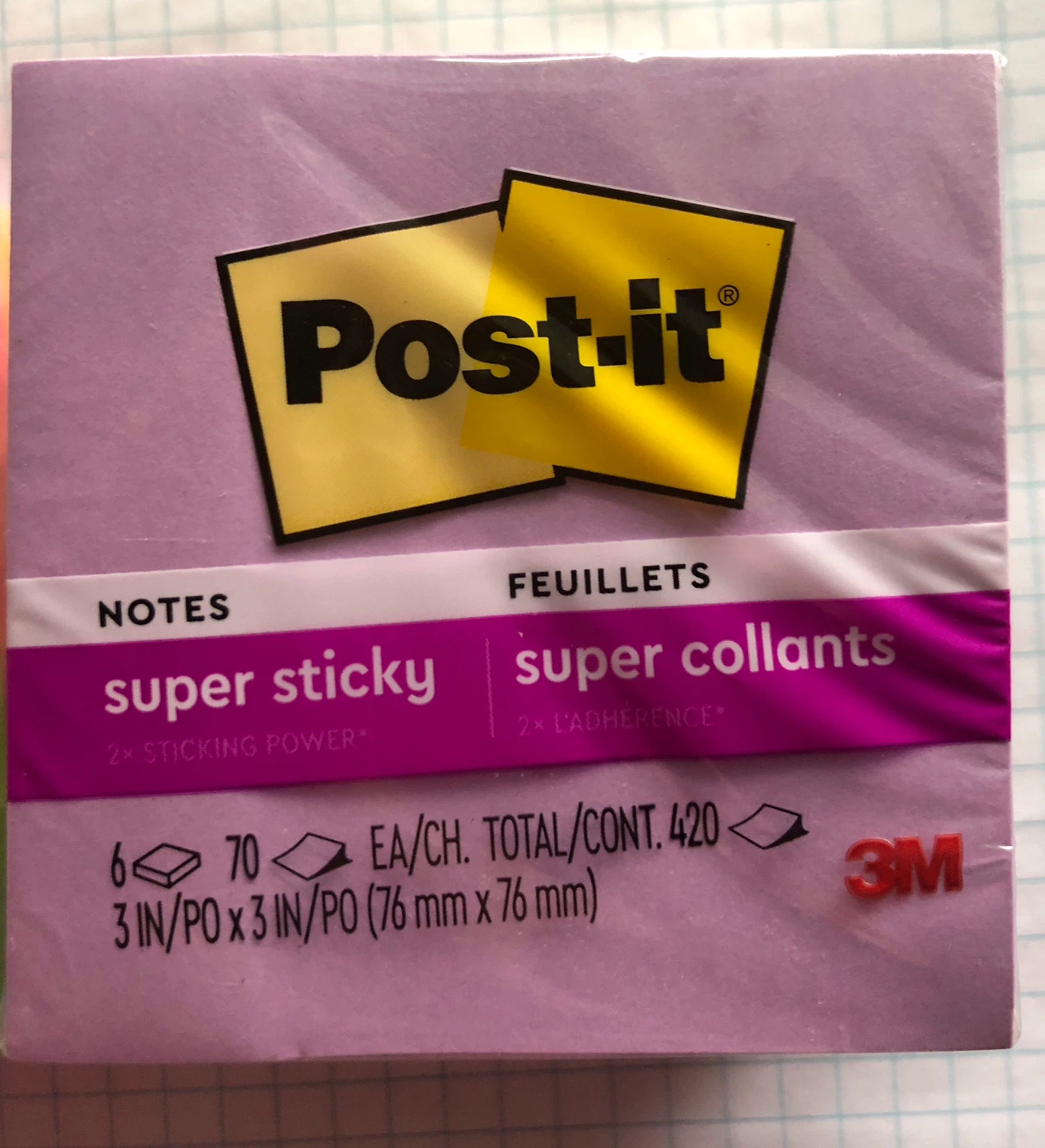 Post-it Super Sticky Notes (3" x 3", 2 Pack) - photo 3