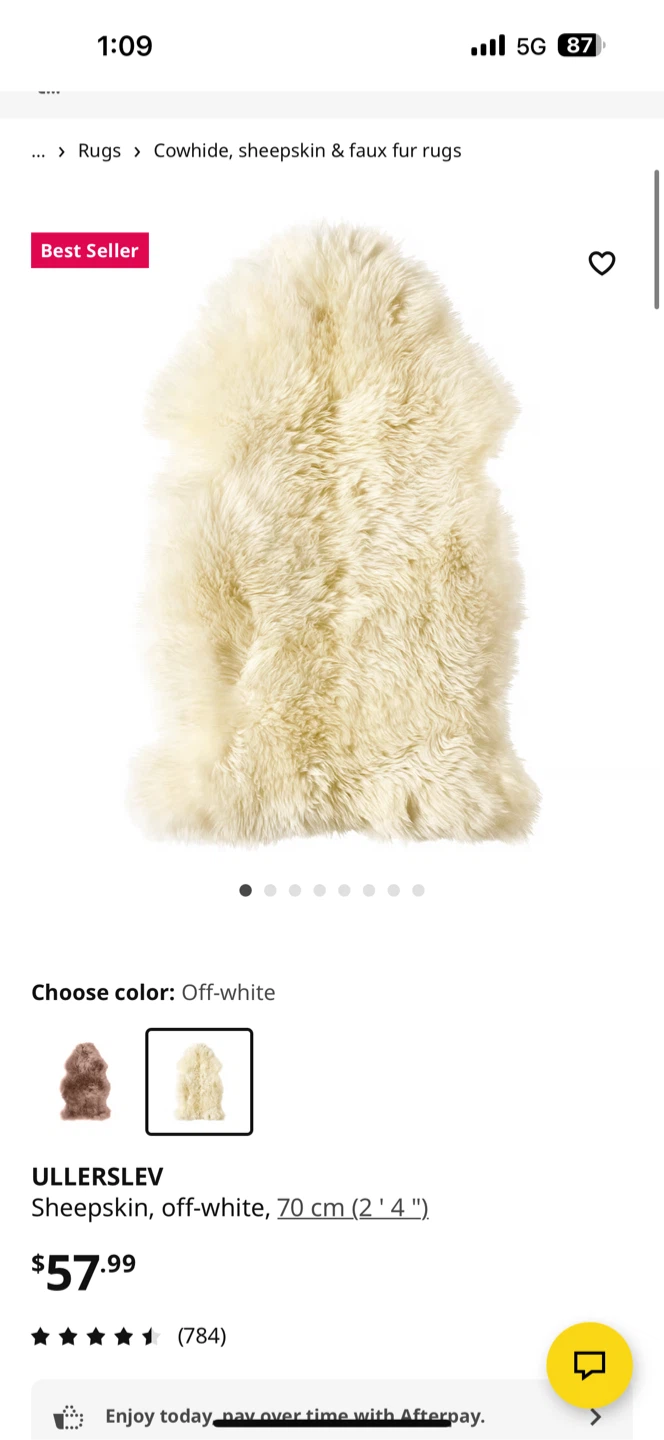 🥕ULLERSLEV Sheepskin Rug - Off-white, 70 cm (2' 4") - photo 2