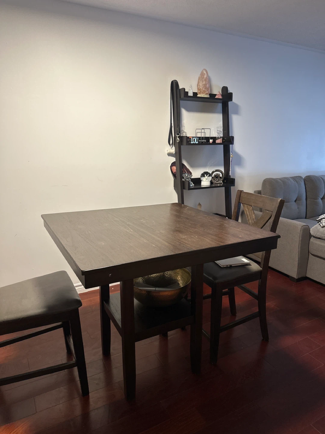 Dark Wood Dining Table with Shelf