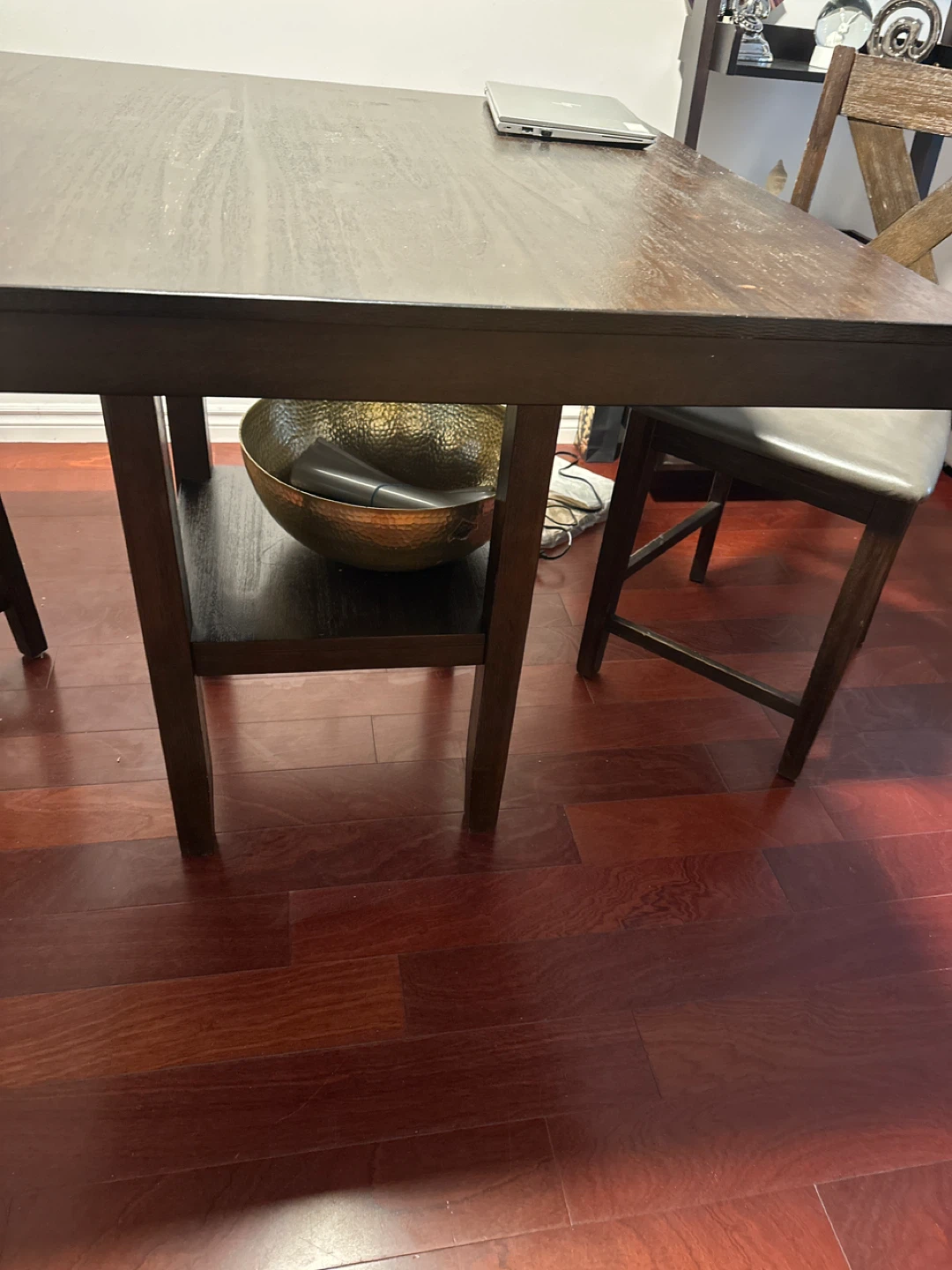 Dark Wood Dining Table with Shelf - photo 5