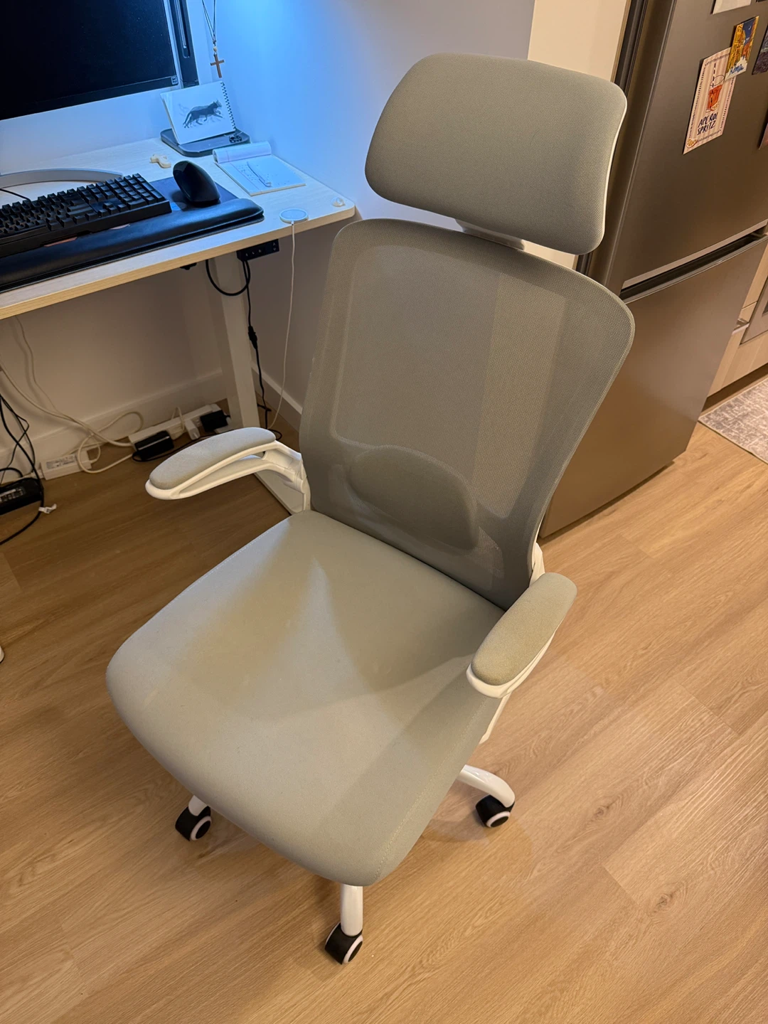 Ergonomic Mesh Office Chair with Headrest - Gray