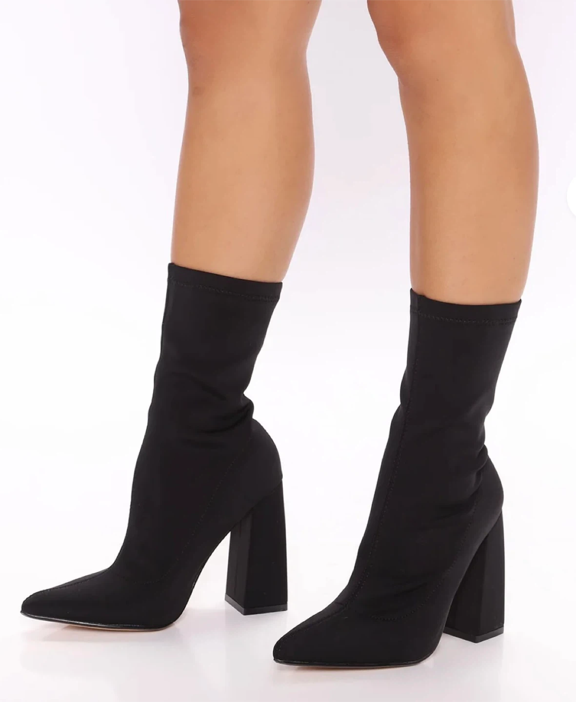 Black Sock Heeled Ankle Boots