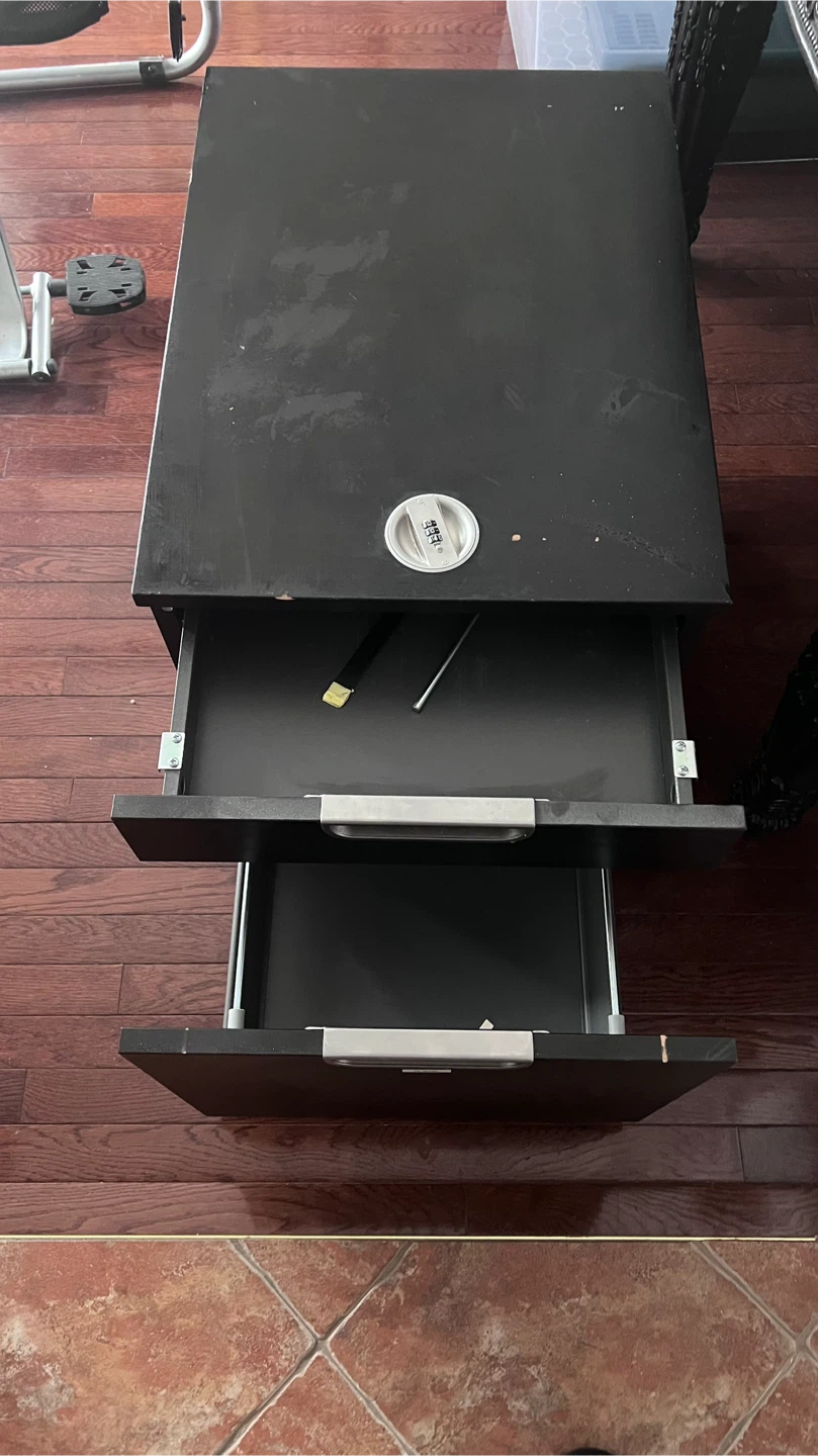 Black 3-Drawer Filing Cabinet with Lock