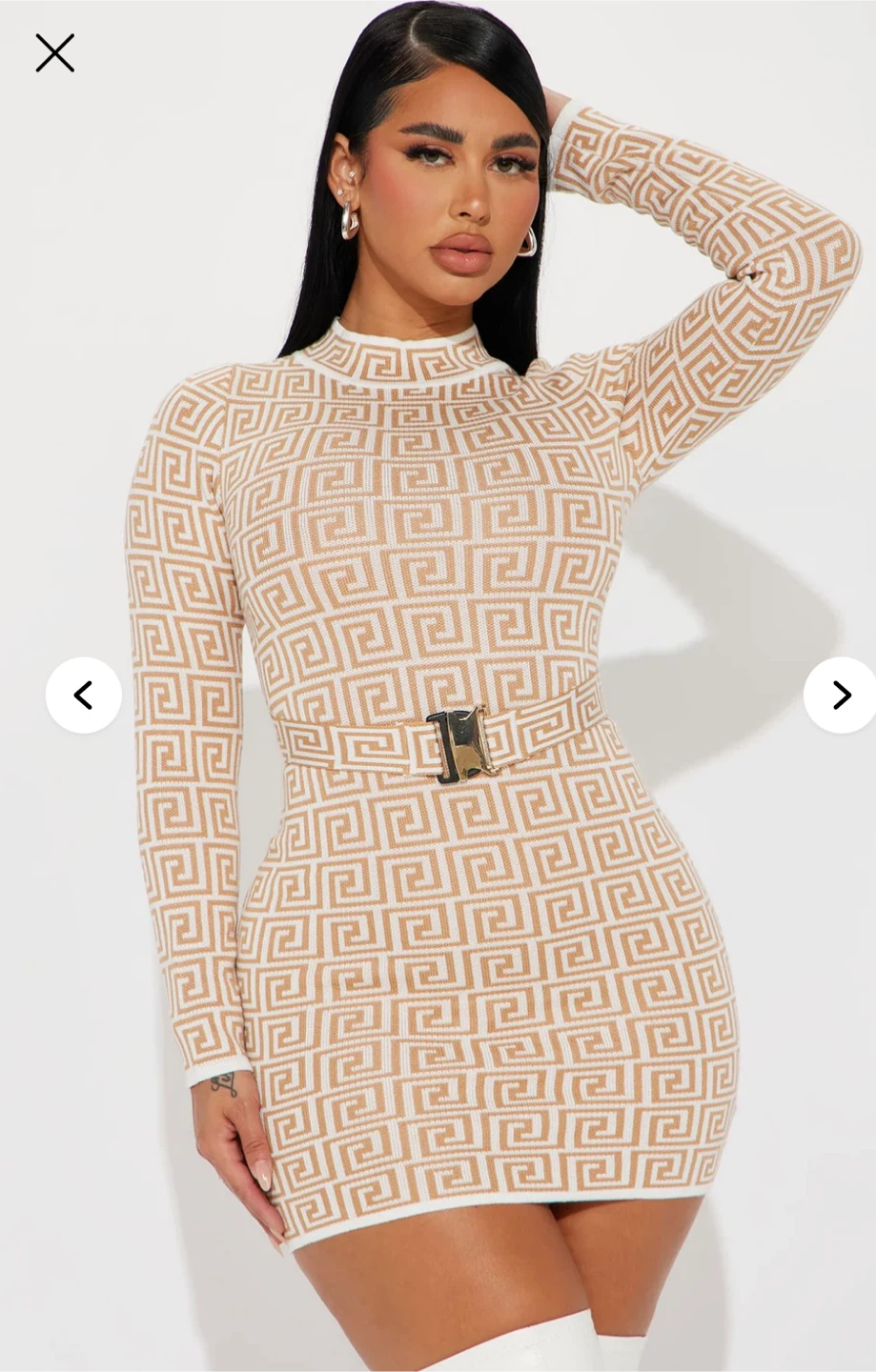 Women's Long Sleeve Mock Neck Geometric Print Mini Dress - photo 2