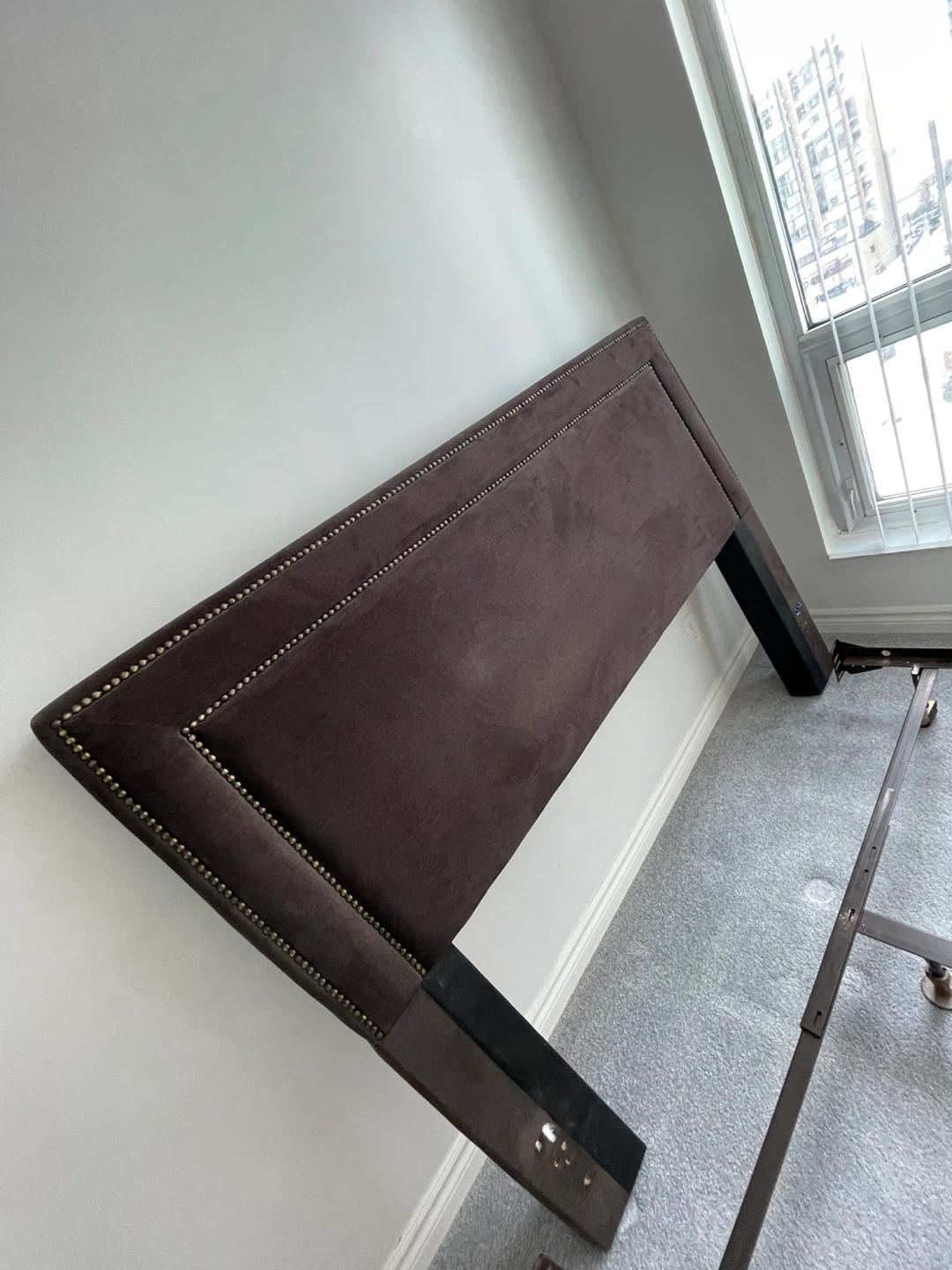 Brown Upholstered Headboard with Nailhead Trim - photo 2
