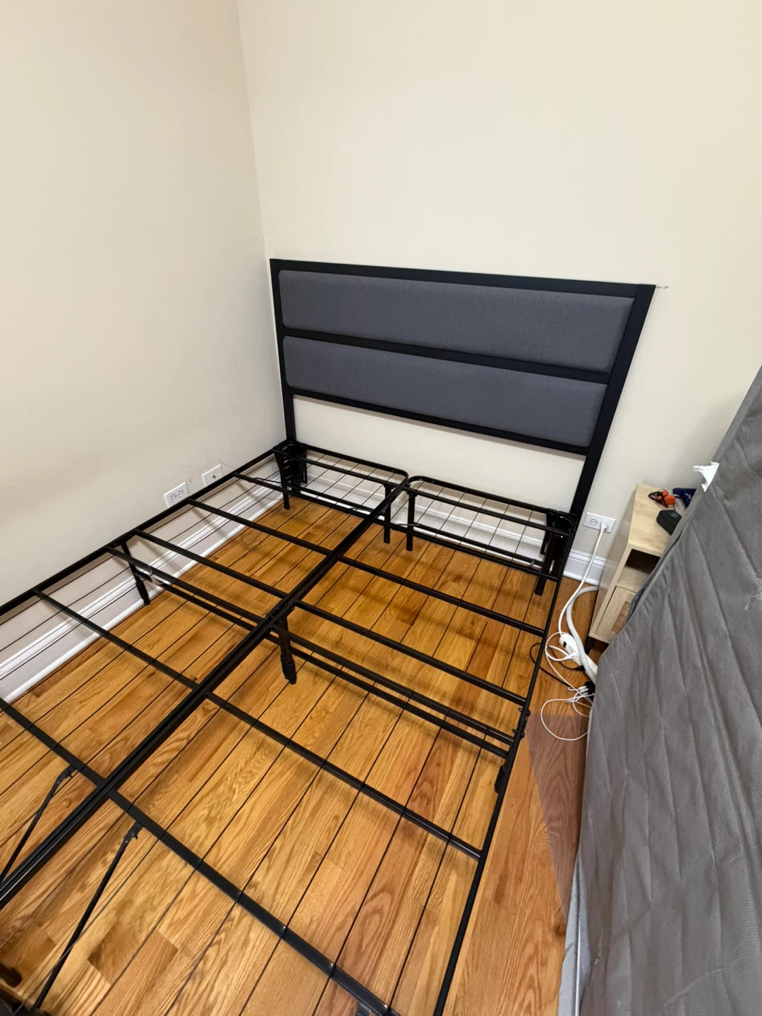 Zinus Queen Metal Bed Frame with Upholstered Headboard