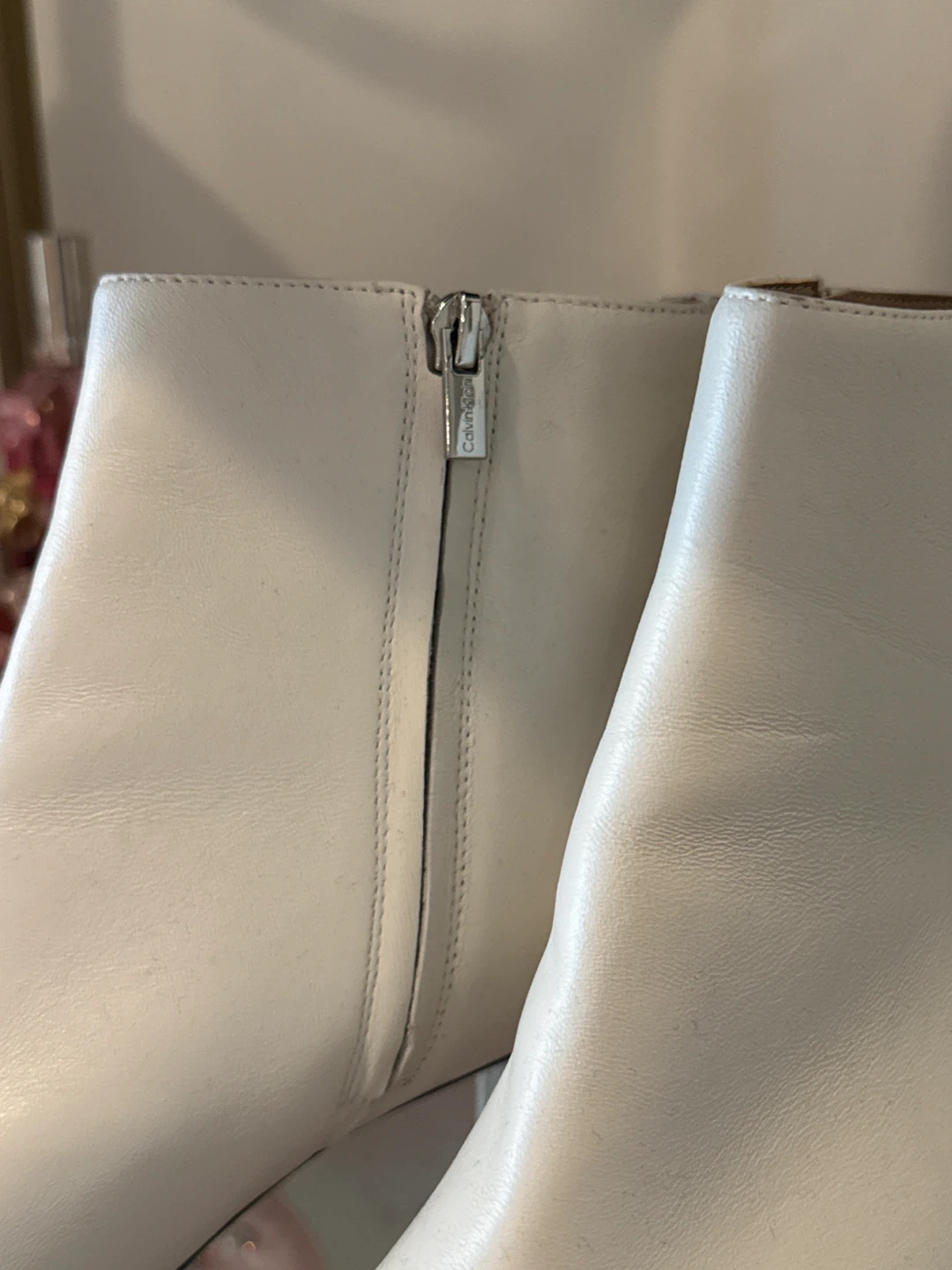 Calvin Klein White Leather Ankle Boots - Size 9 - photo 2