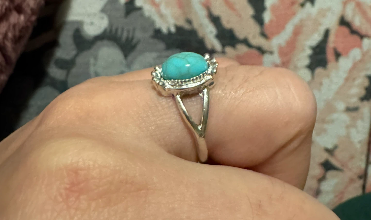 Silver-tone Ring with Turquoise Stone - photo 2