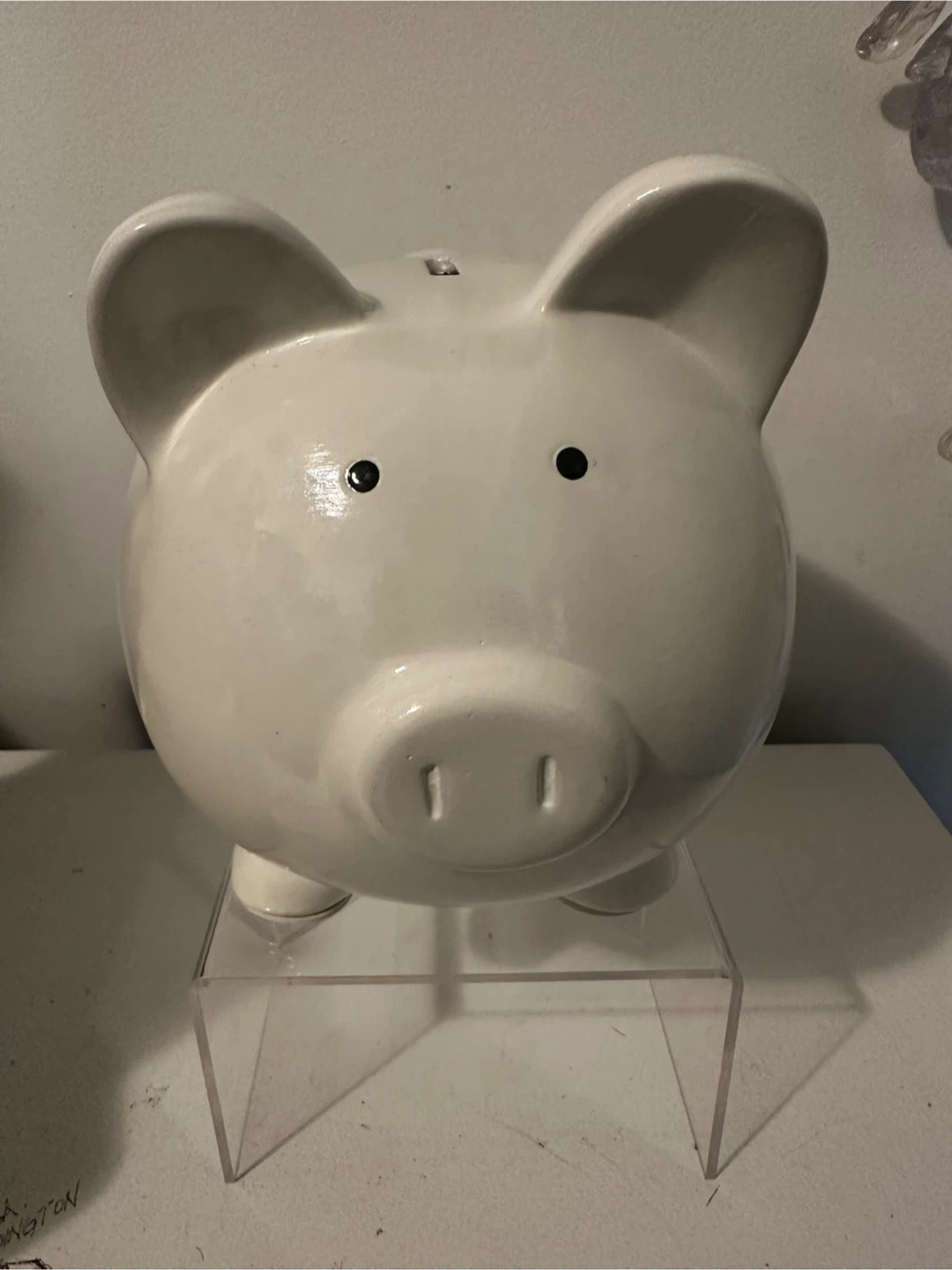 White Ceramic Piggy Bank - "you are loved" - photo 2