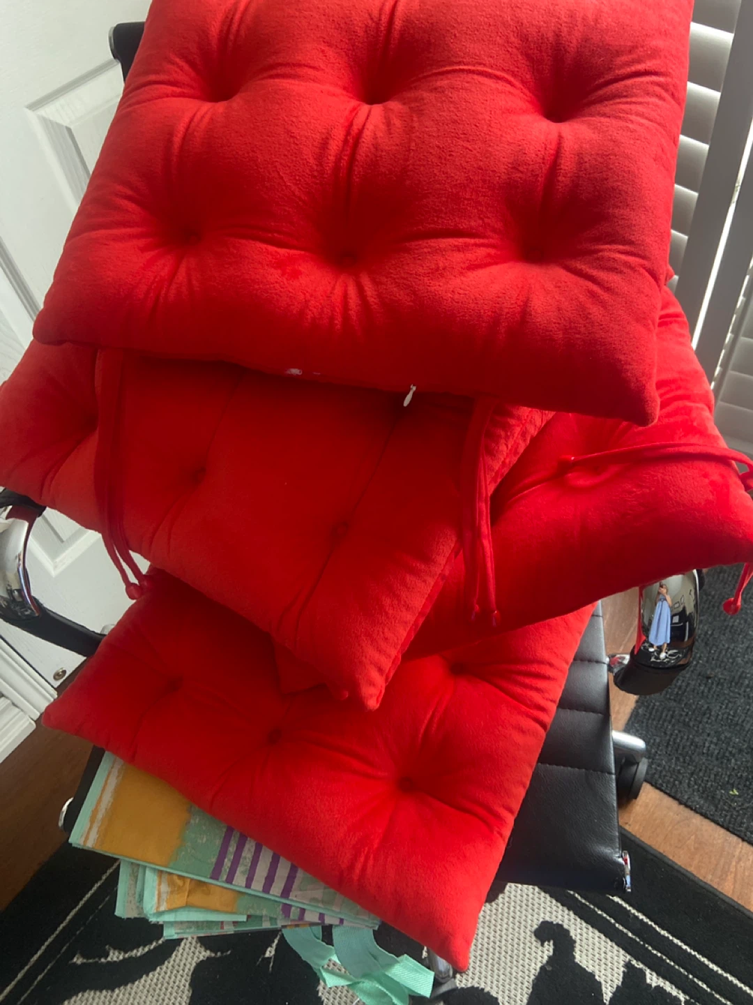 Red Tufted Chair Cushions - Set of 5 🧡 - photo 2