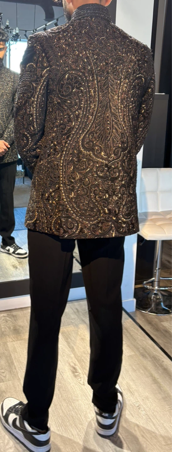 Ornate Embroidered Black Bandhgala Jacket - photo 3