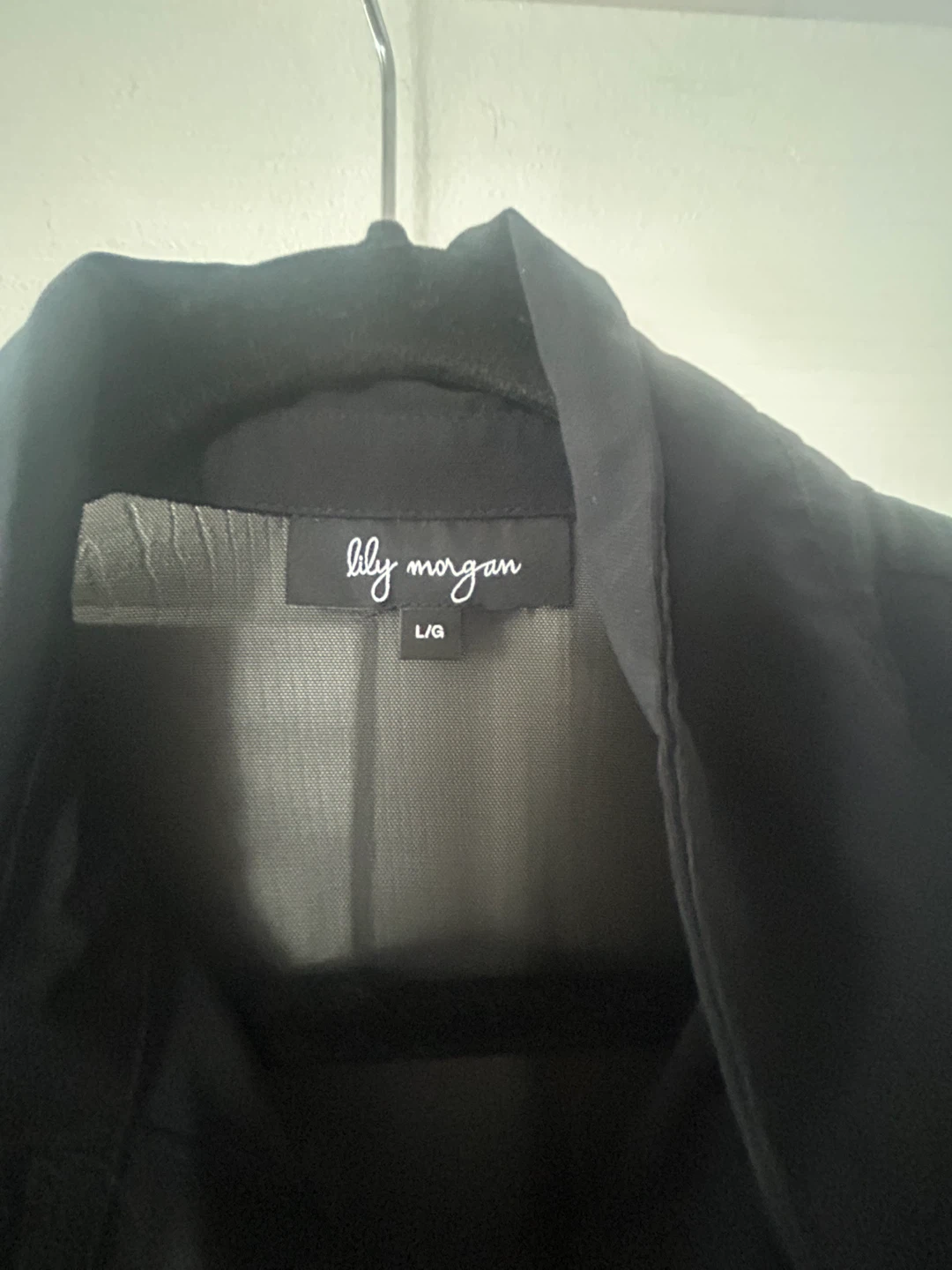 New Lily Morgan Black Mesh Button-Up Shirt Size L - photo 3