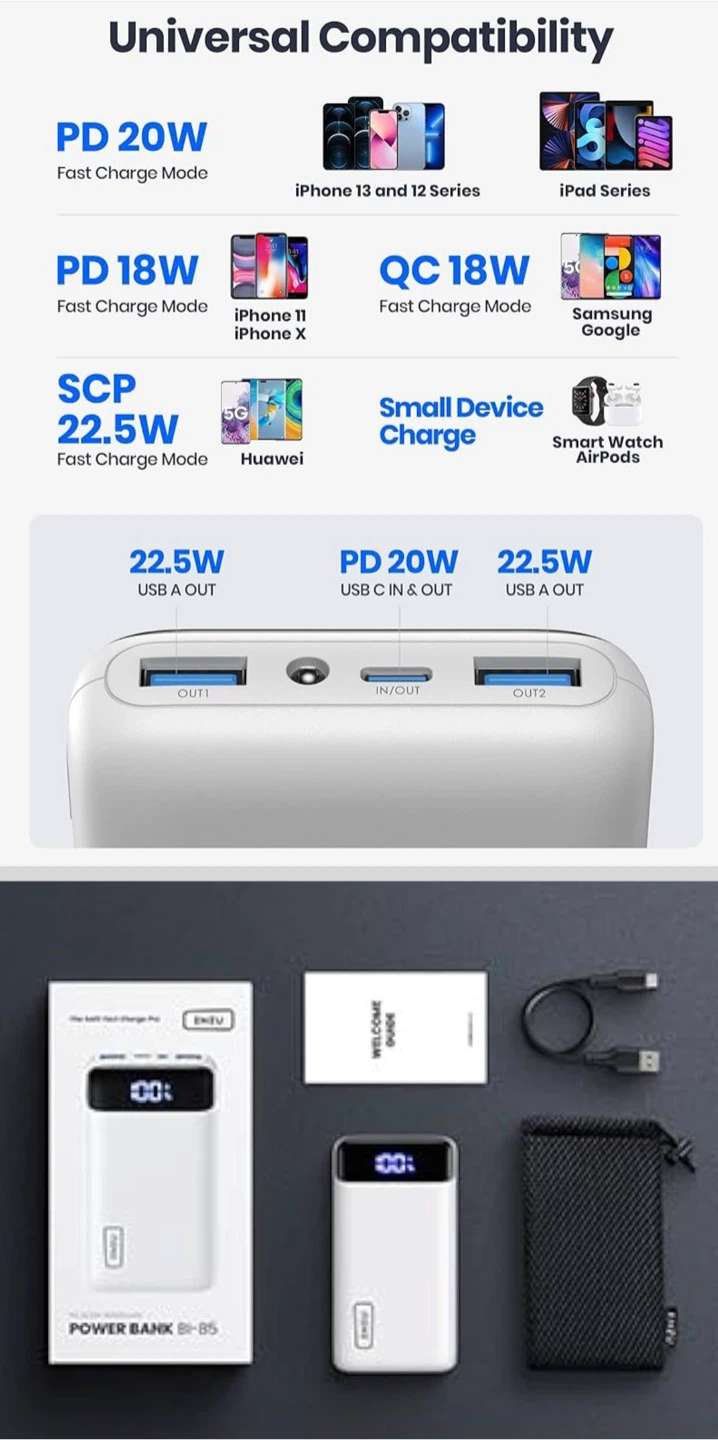 INIU PD 22.5W 20000mAh Power Bank BI-B5 - photo 3