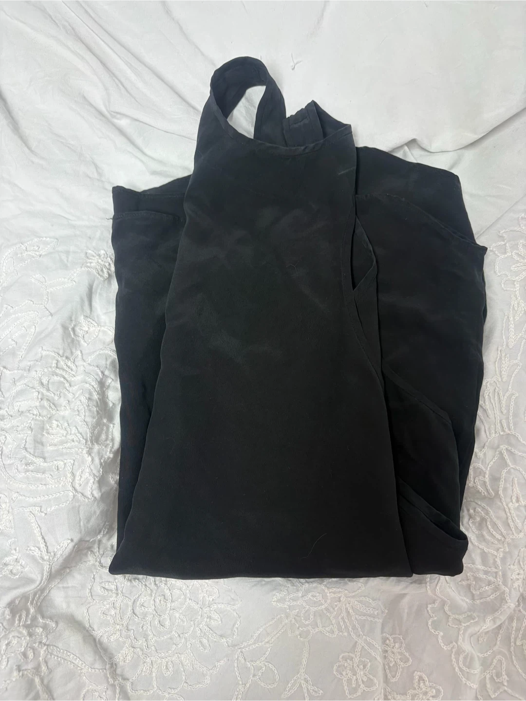 Black Silk Tank Top with Pocket - photo 3
