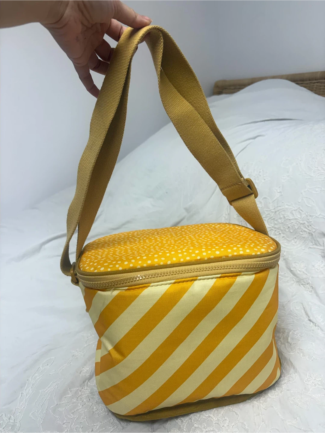 Yellow Striped Insulated Lunch Bag