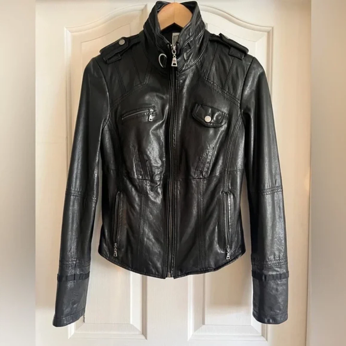 Danier Italian Leather Moto Jacket - Black