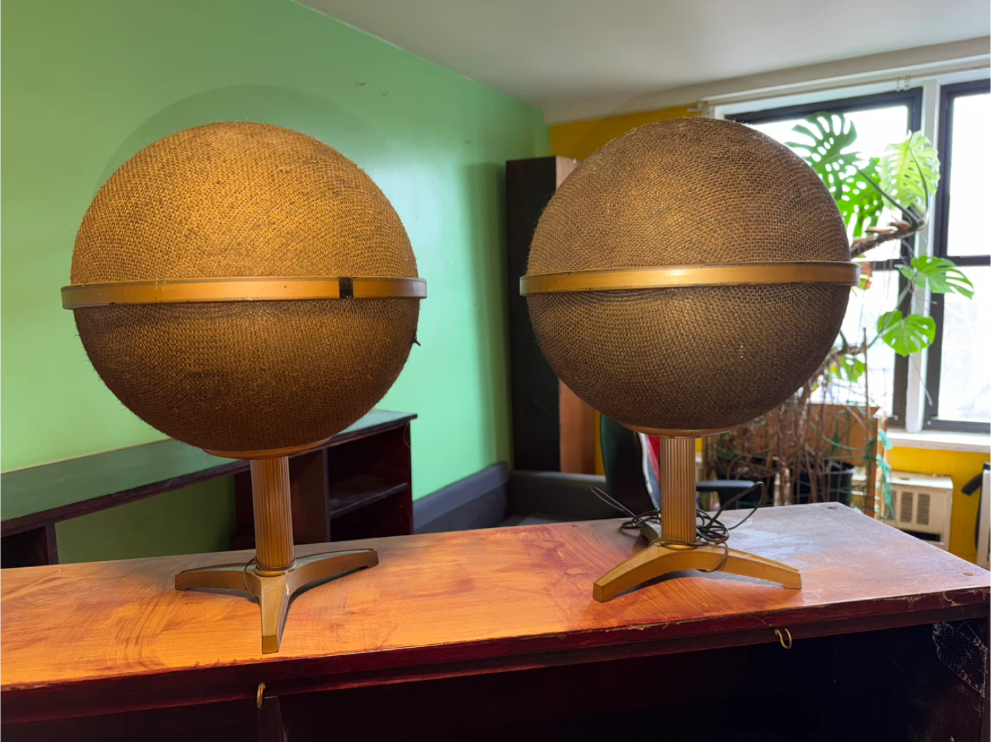 Vintage Globe Speakers (Pair) Retro space age mod decorative