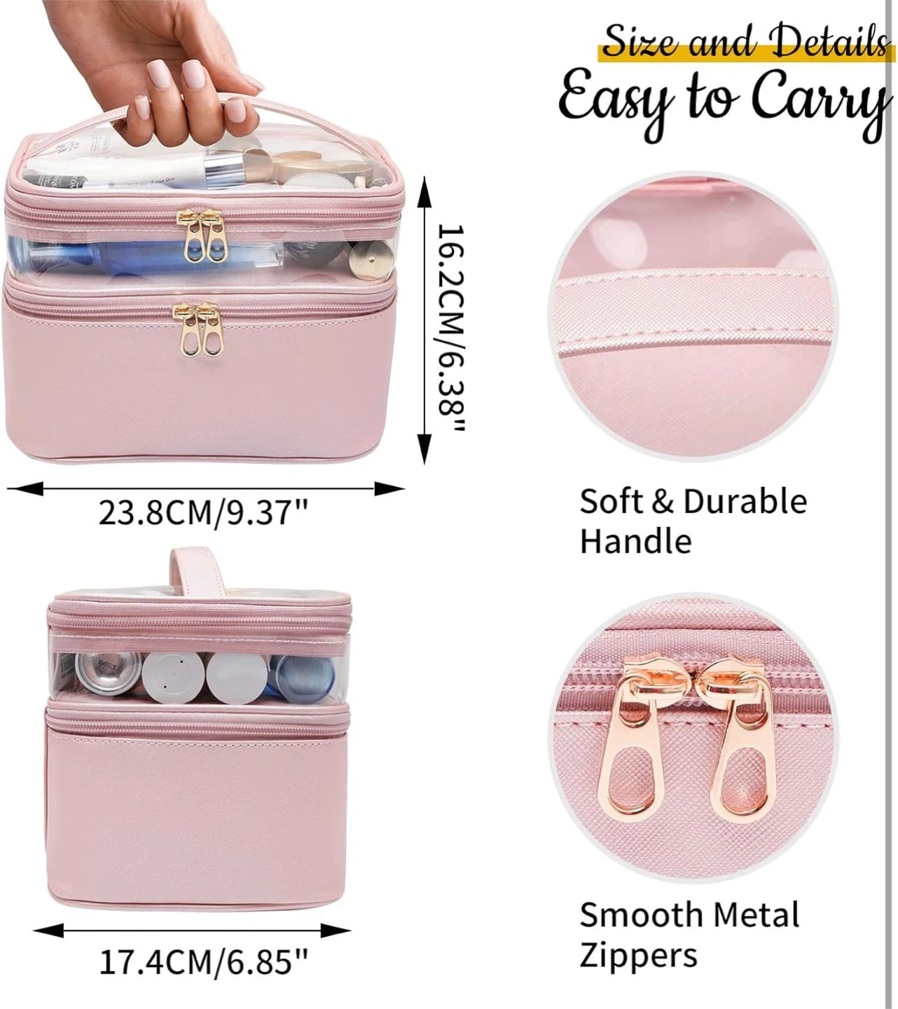 Pink Double Layer Makeup Bag Organizer - photo 5