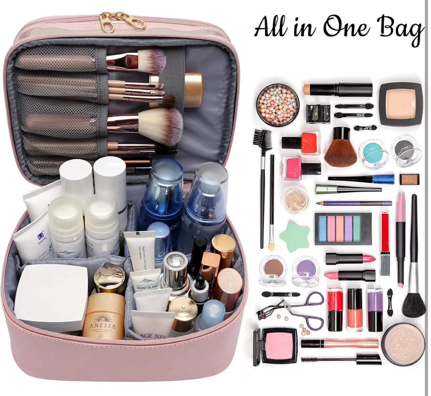 Pink Double Layer Makeup Bag Organizer - photo 2