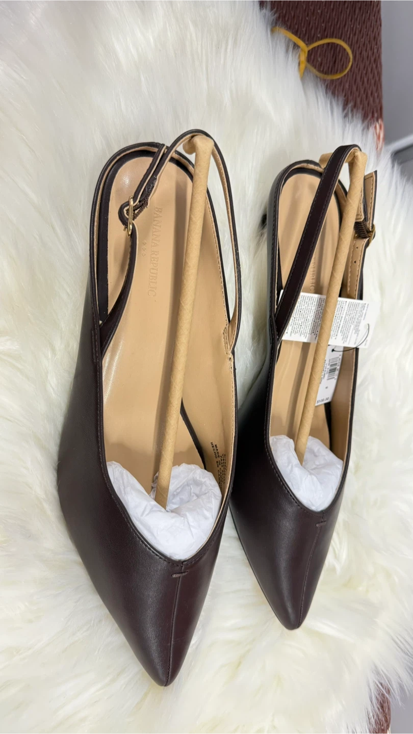 Banana Republic Vegan Leather Kitten Heel Slingback  - Size 10 - photo 3