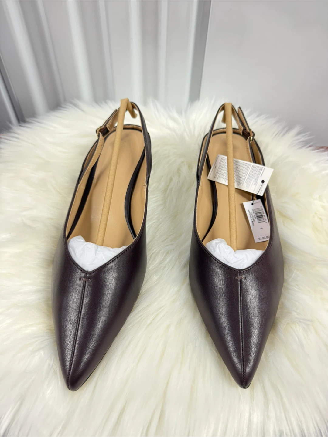 Banana Republic Vegan Leather Kitten Heel Slingback  - Size 10