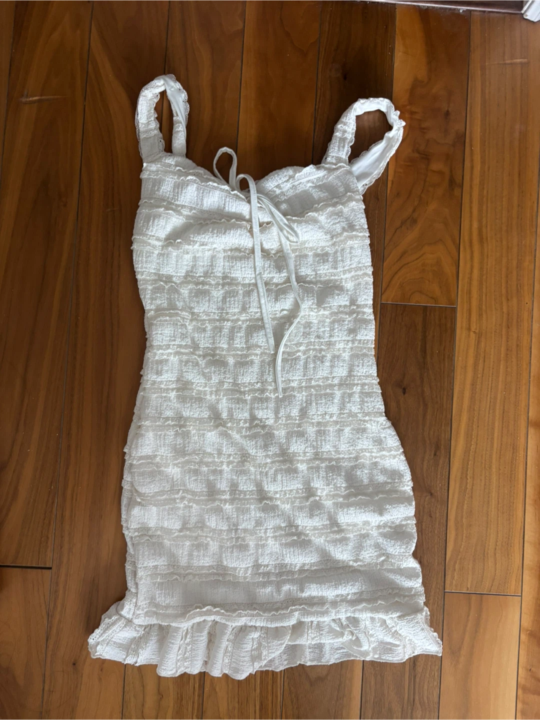 White Textured Mini Dress