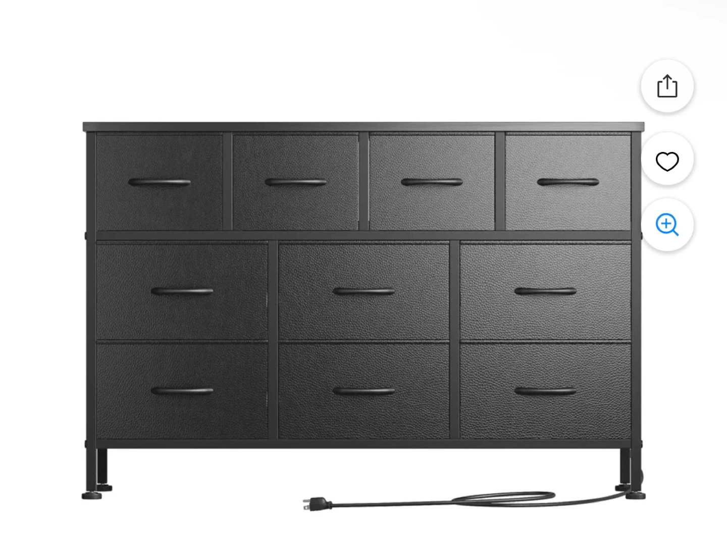 Black 9-Drawer Dresser for Bedroom Storage