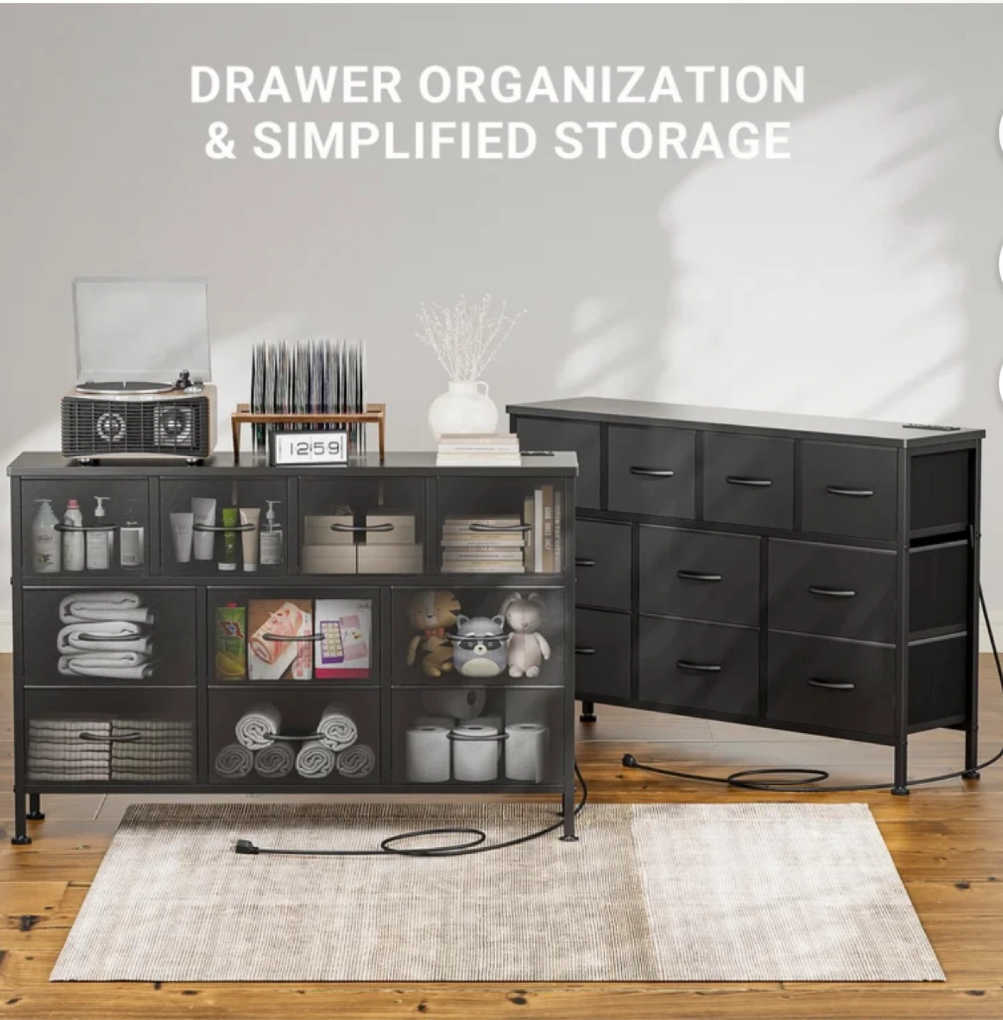 Black 9-Drawer Dresser for Bedroom Storage - photo 3