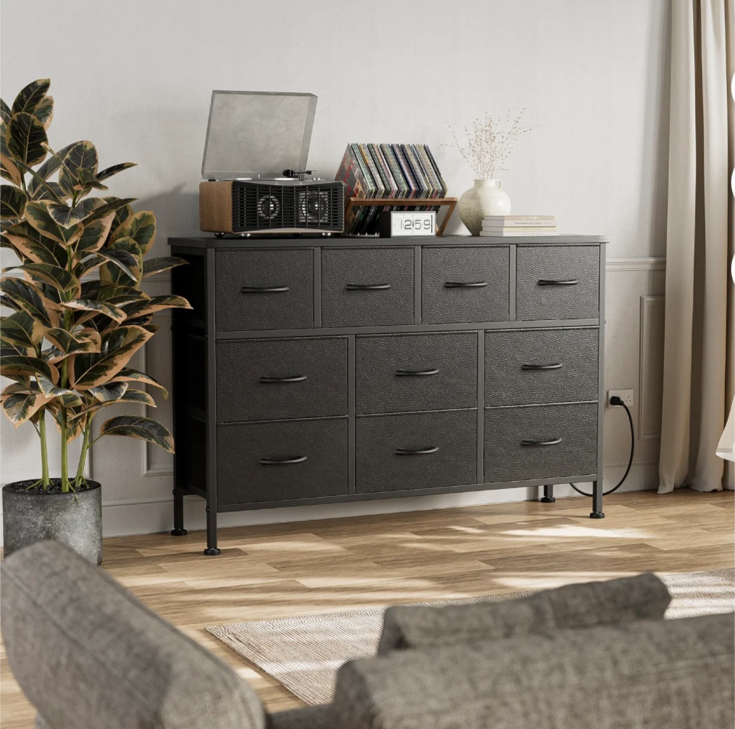 Black 9-Drawer Dresser for Bedroom Storage - photo 2