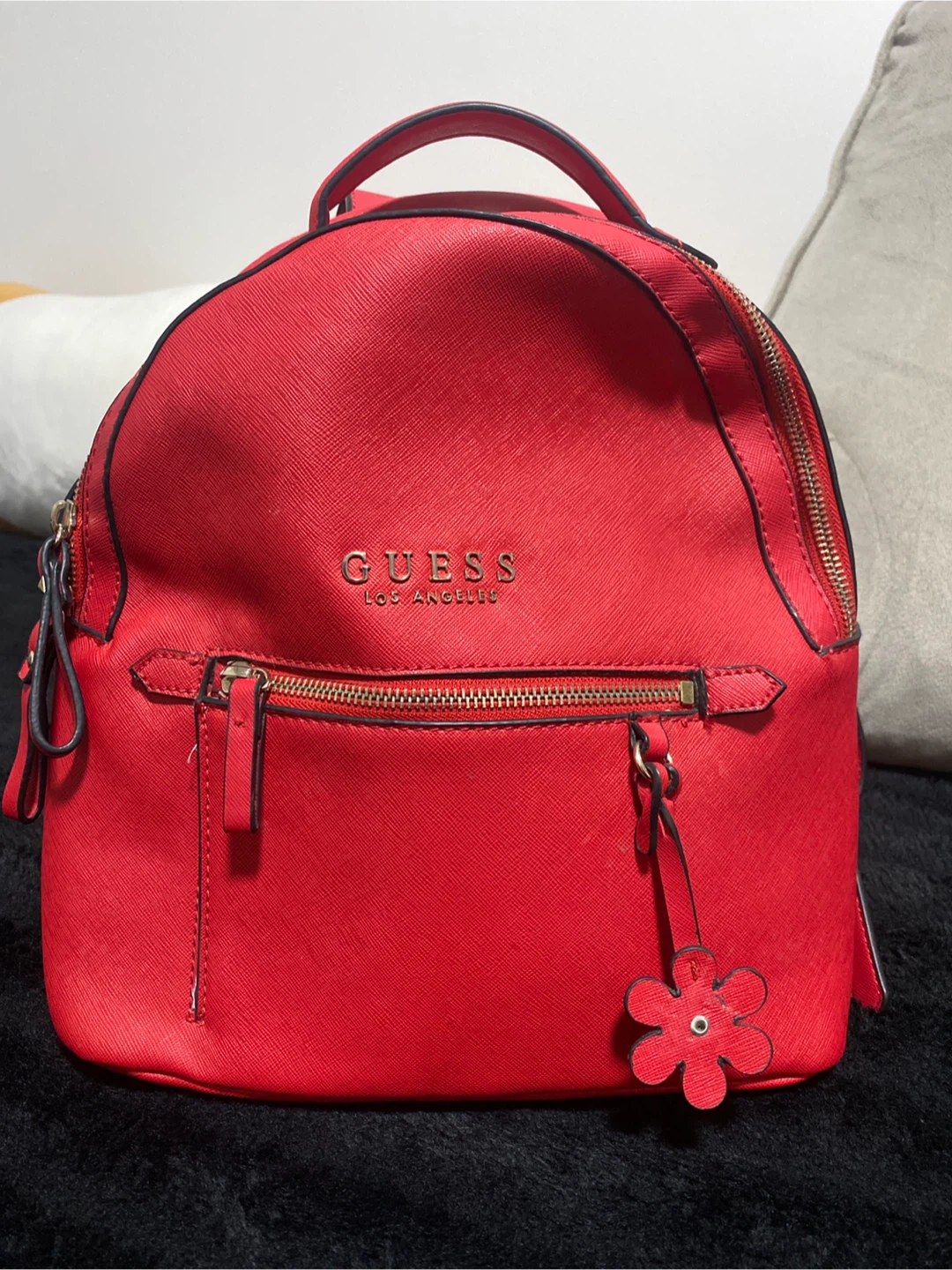 Guess Red Faux Leather Backpack