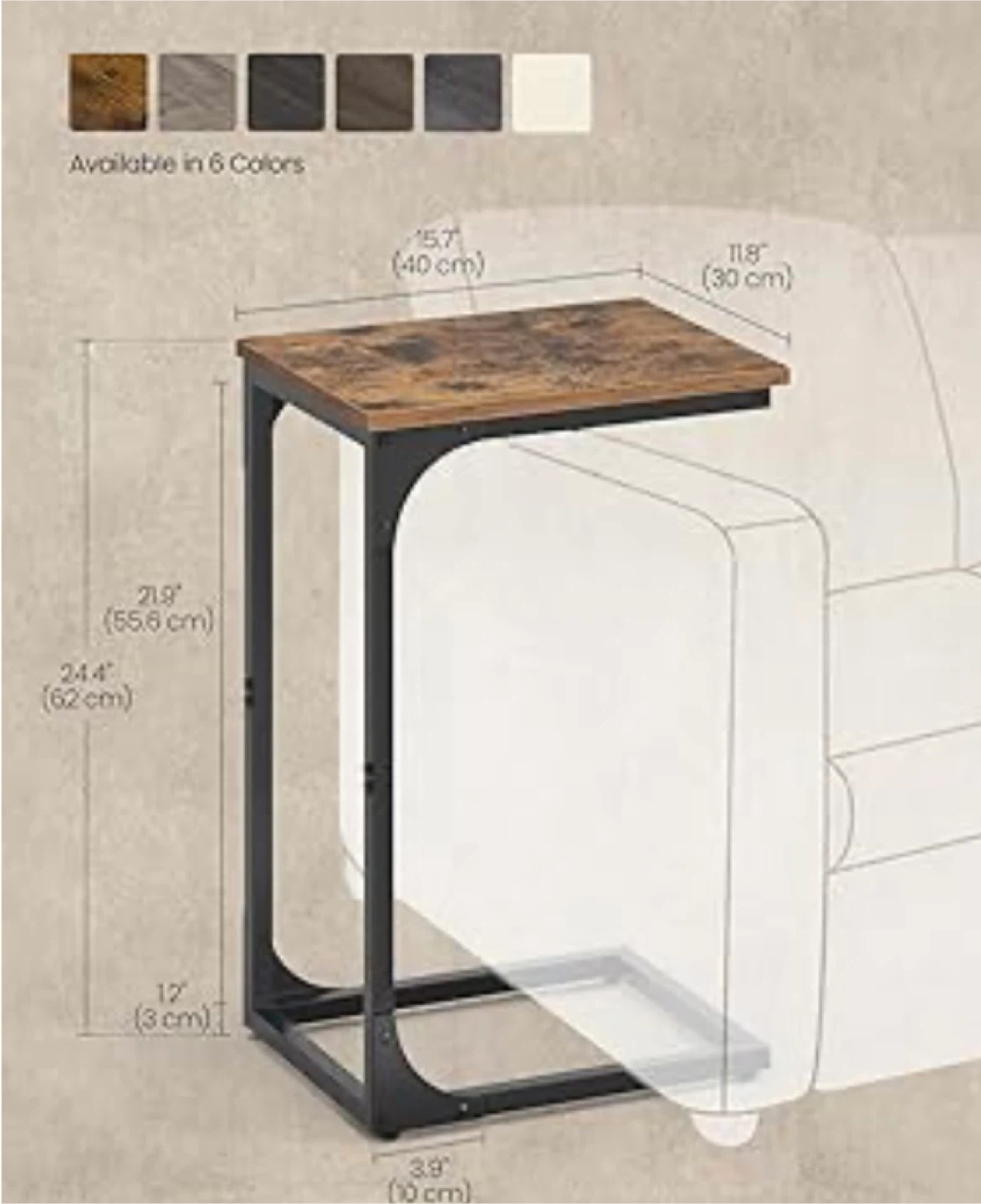 C-Table End Table with Rustic Brown Finish - photo 2