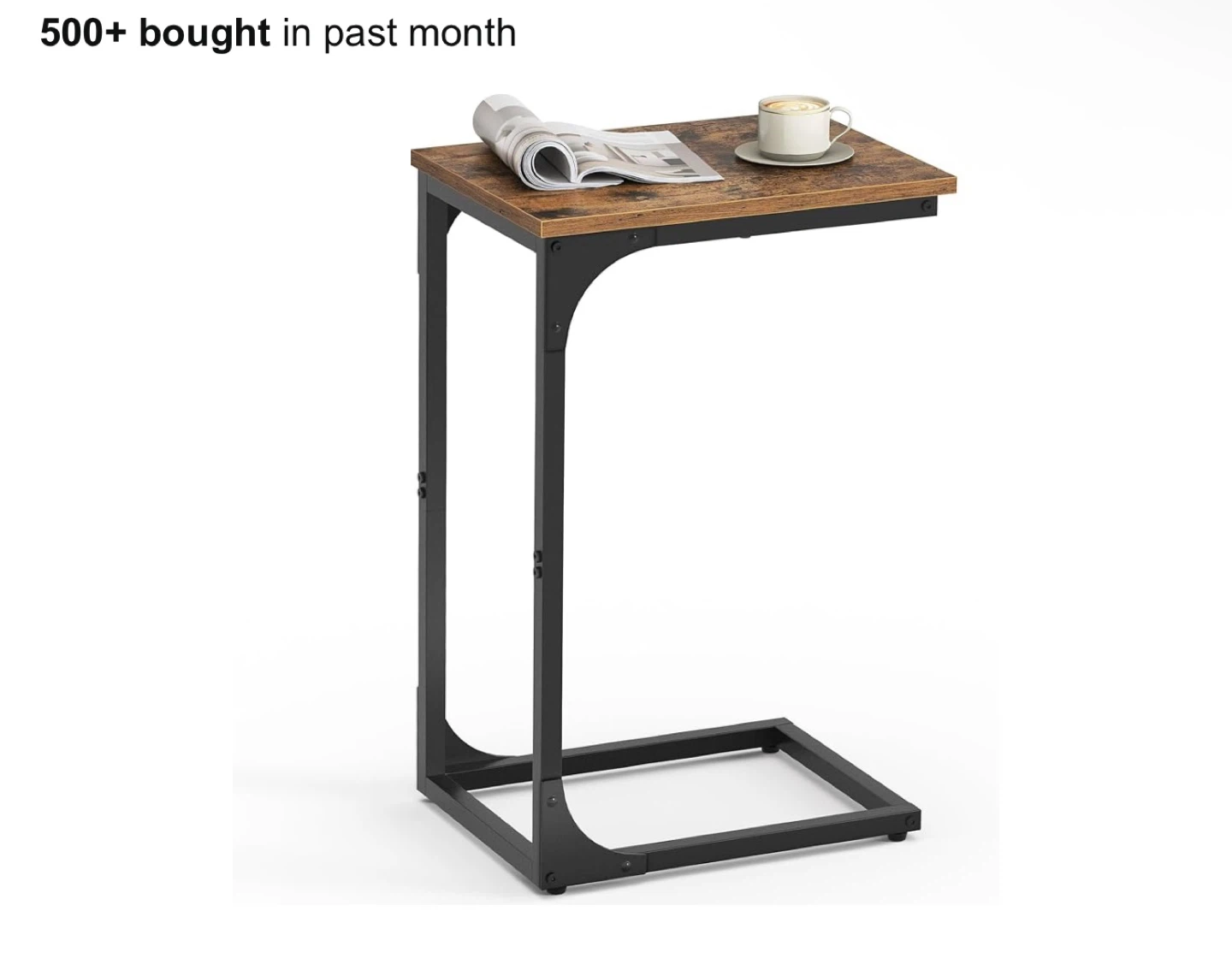 C-Table End Table with Rustic Brown Finish