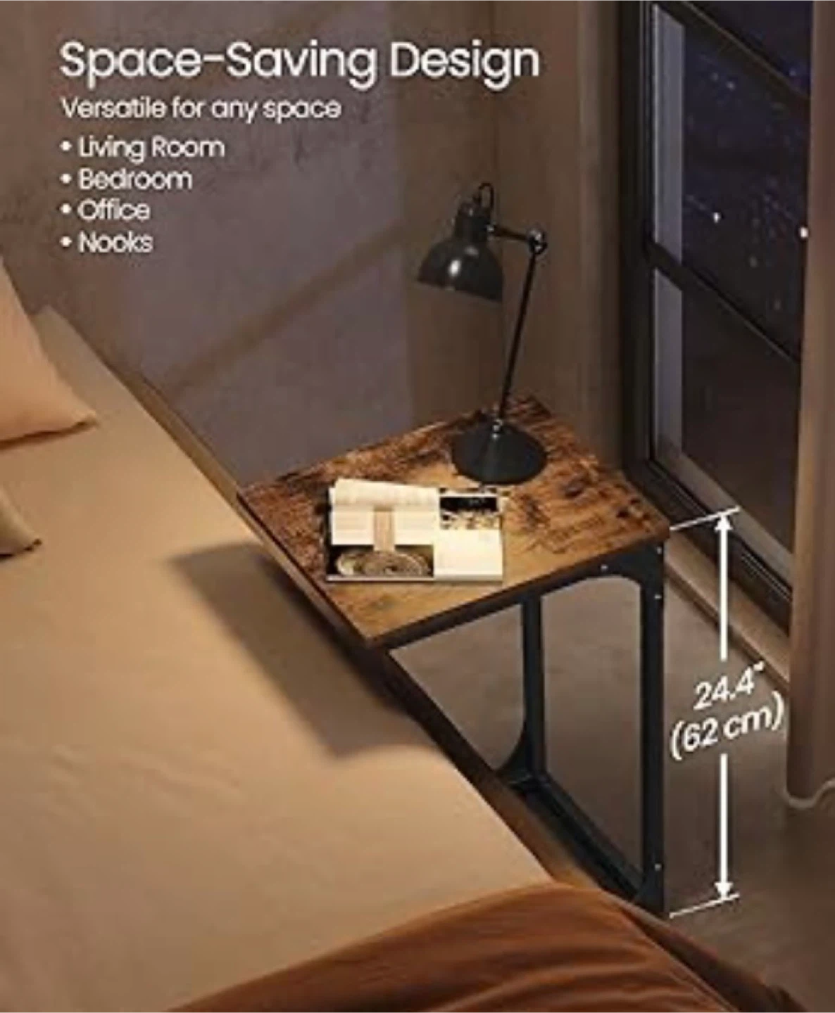 C-Table End Table with Rustic Brown Finish - photo 3