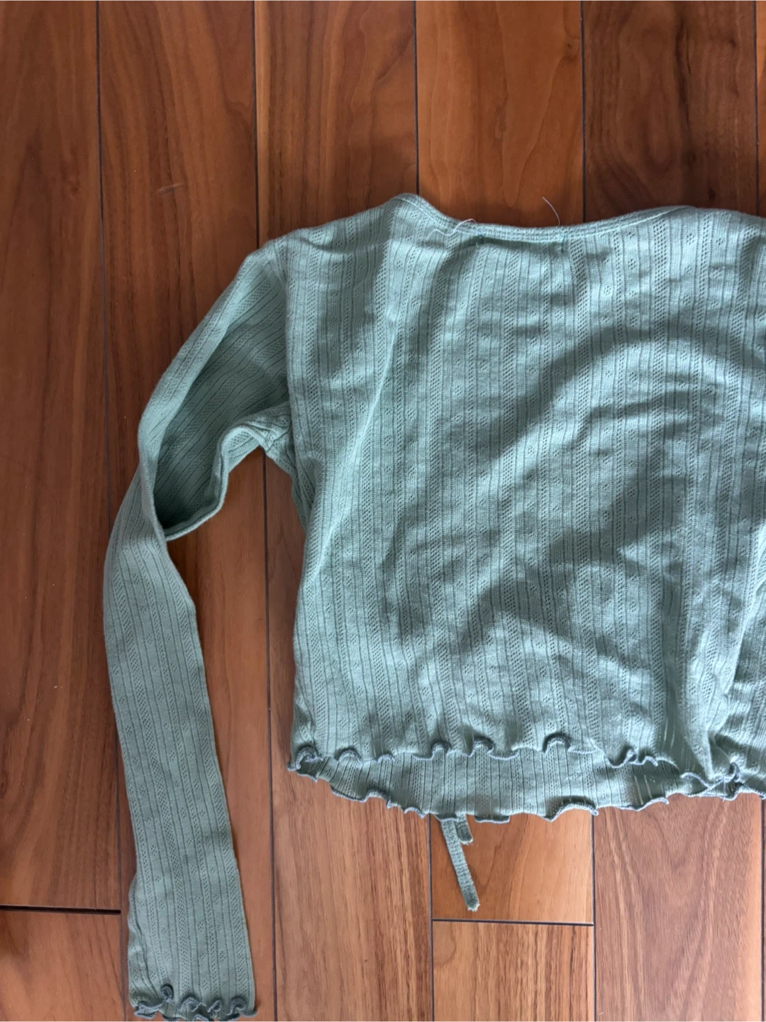 Sage green ribbed wrap top - photo 3