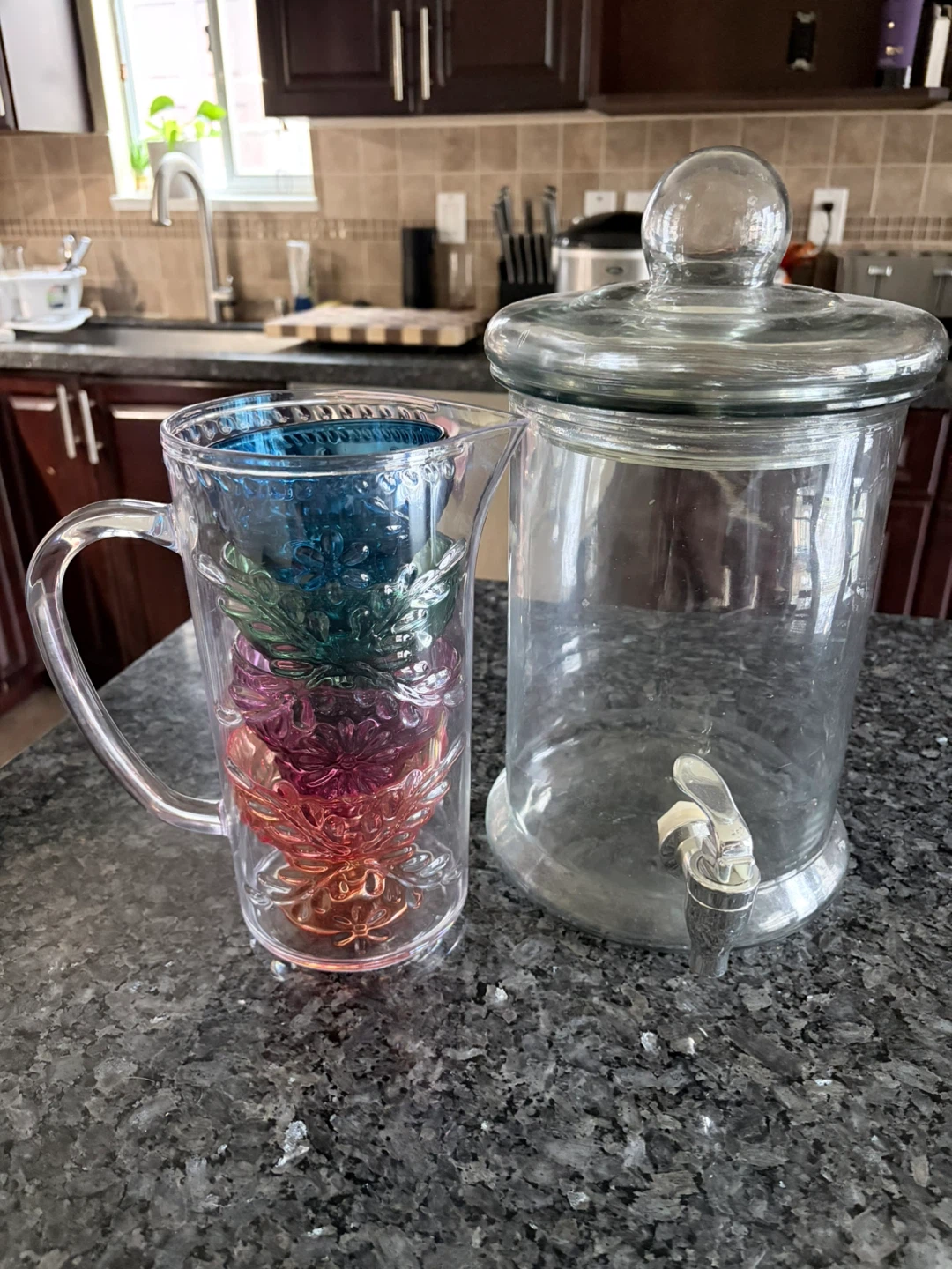 Glass Pitcher with Stackable Tumblers