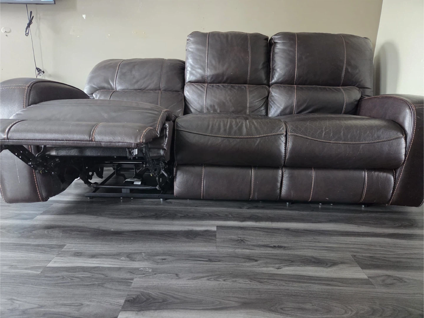 Dark Brown Leather Recliner Sofa with USB Ports 1 each - photo 2