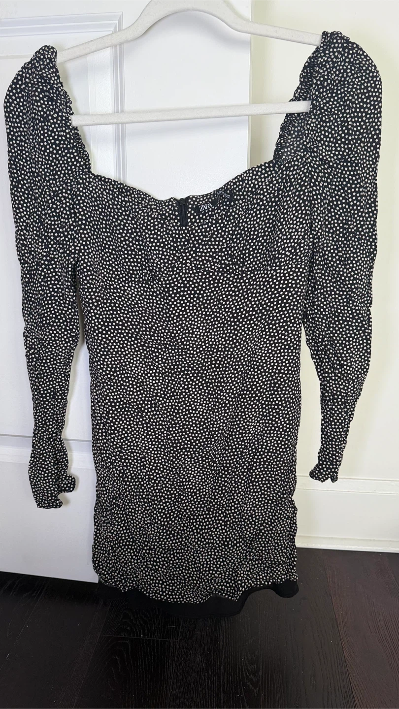 Zara Black & White Polka Dot Mini Dress Size M - photo 3