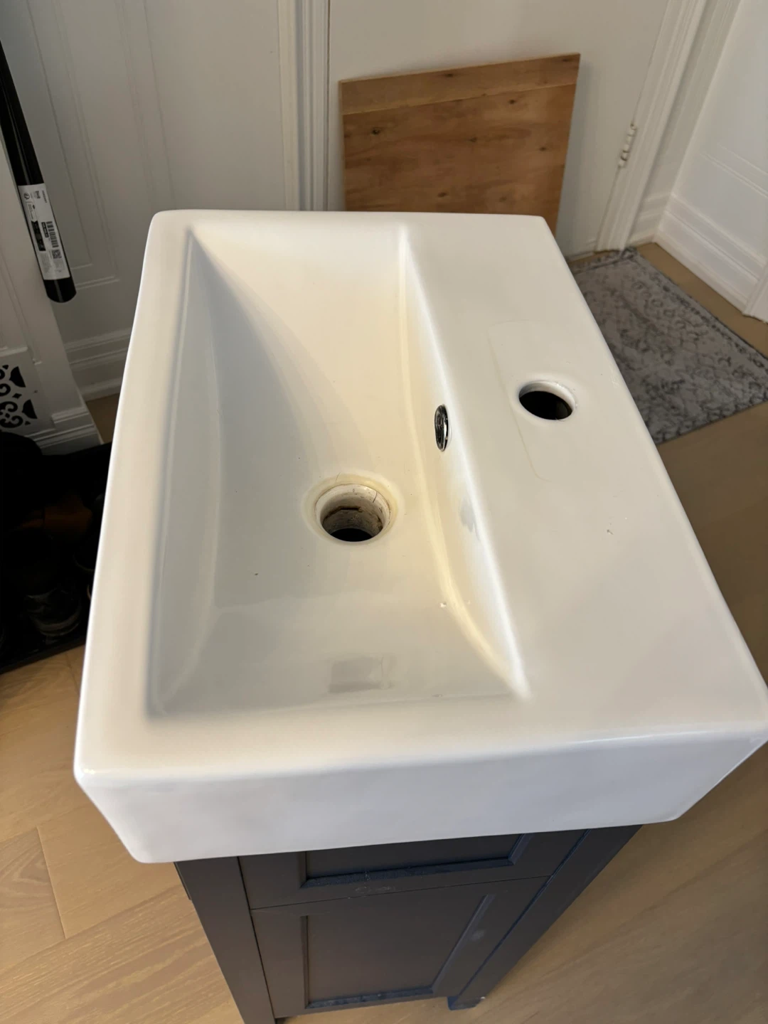 White Sink with Navy Blue Vanity Cabinet - photo 4