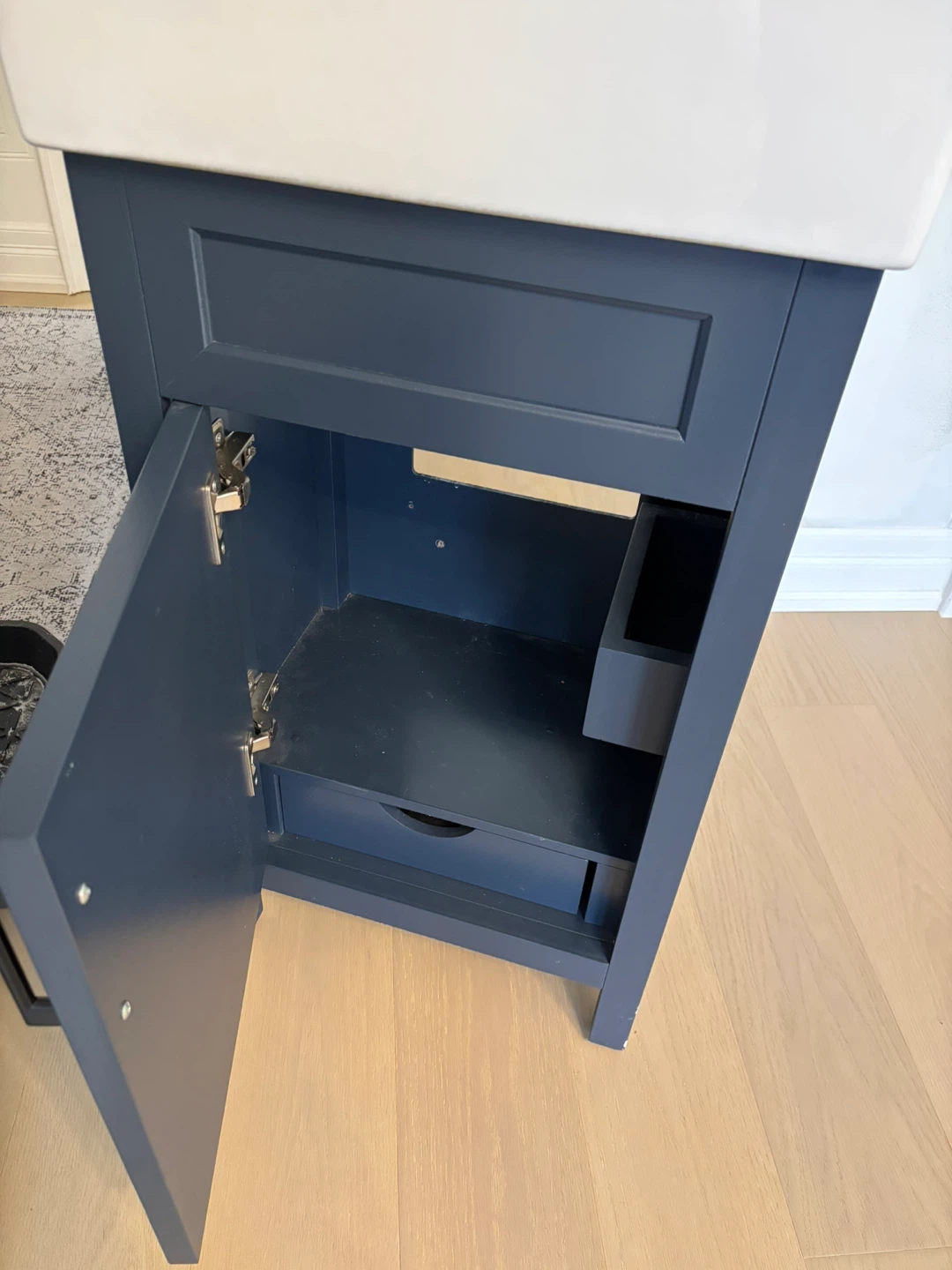 White Sink with Navy Blue Vanity Cabinet - photo 5